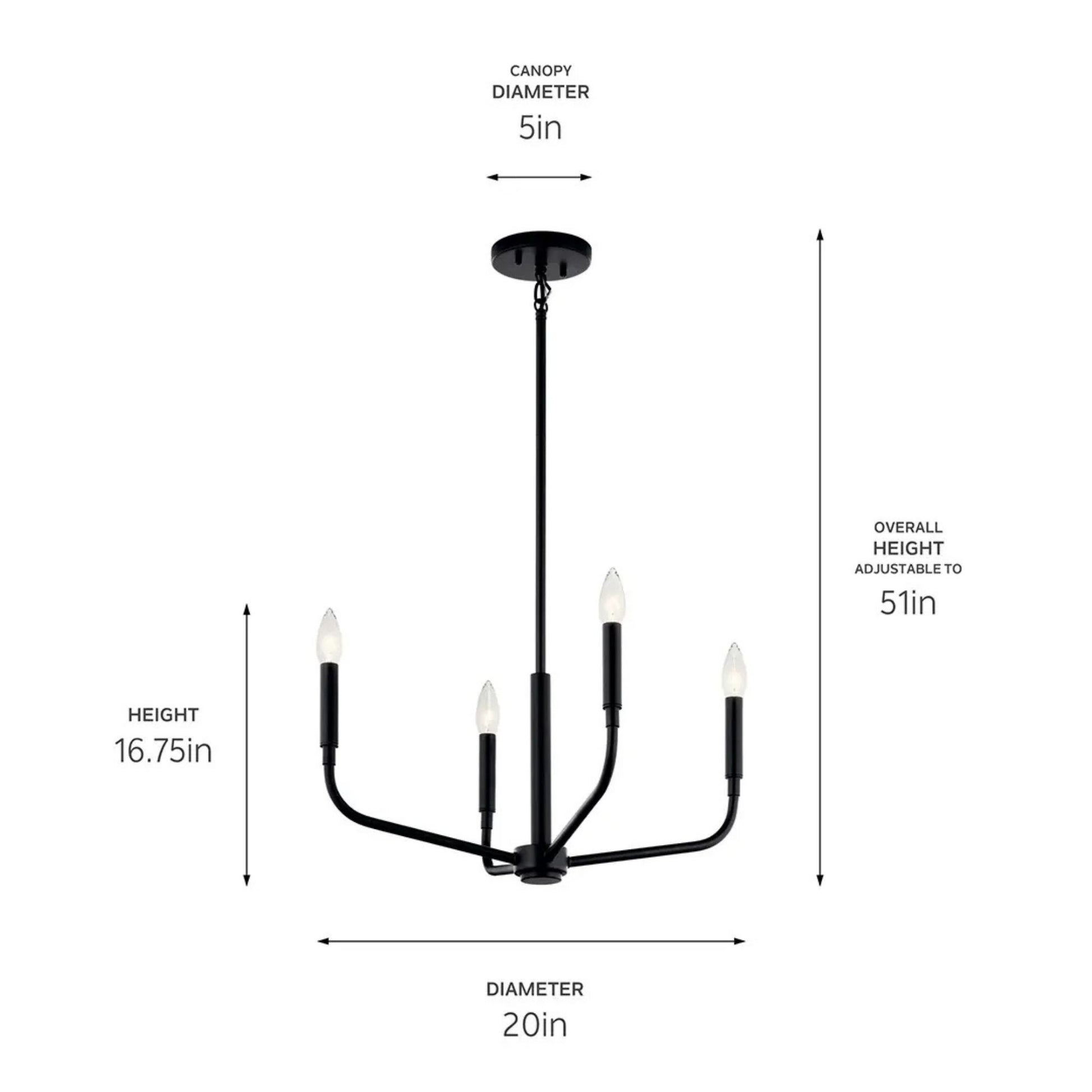 Kichler Lighting - Madden 20" 4-Light Chandelier, Mount Black Finish | Bees Lighting