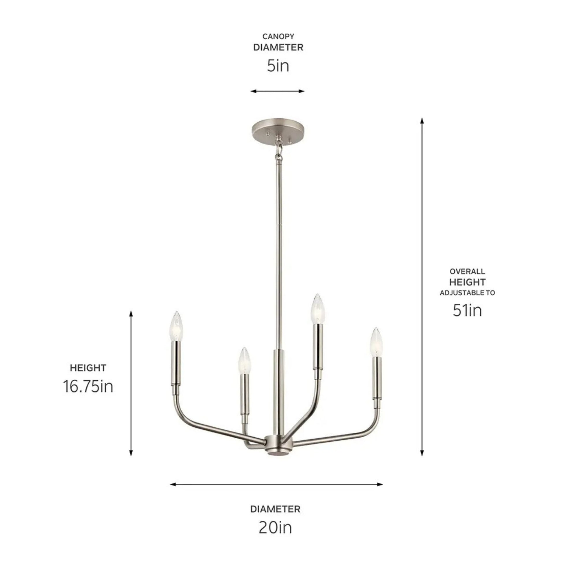 Kichler Lighting - Madden 20" 4-Light Chandelier, Mount Brushed Nickel Finish | Bees Lighting