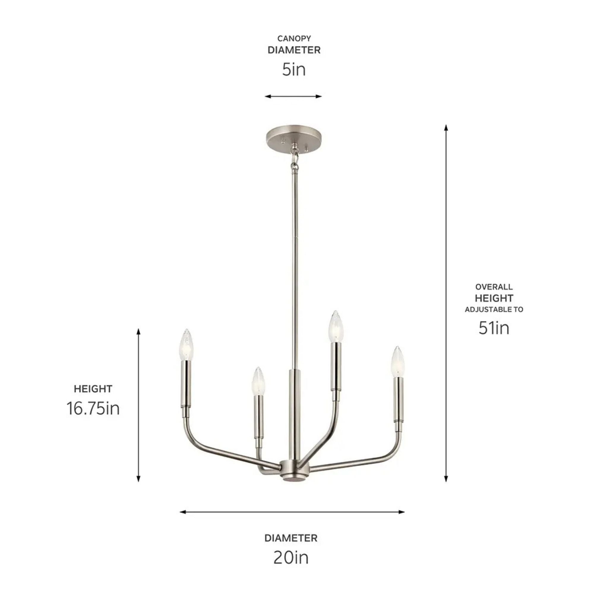 Kichler Lighting - Madden 20" 4-Light Chandelier, Mount Brushed Nickel Finish | Bees Lighting