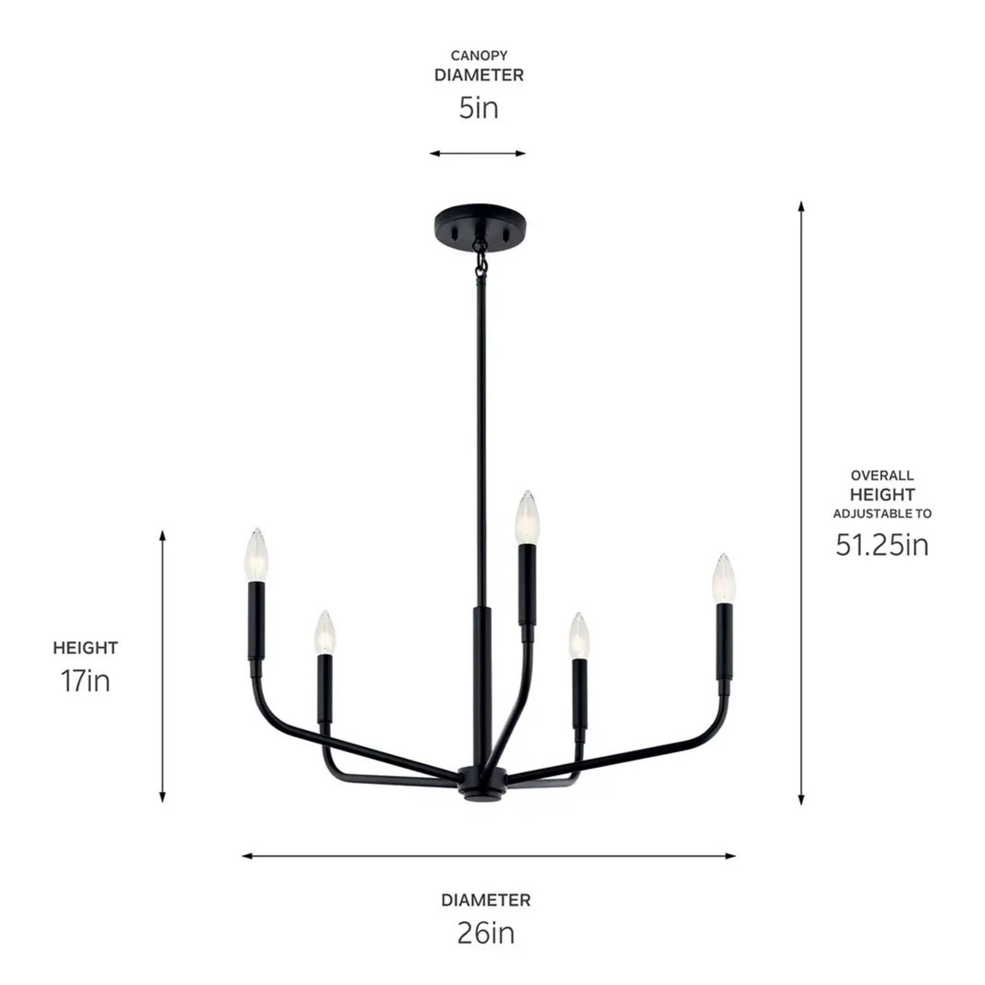 Kichler Lighting - Madden 26" 5-Light Chandelier, Black Finish | Bees Lighting