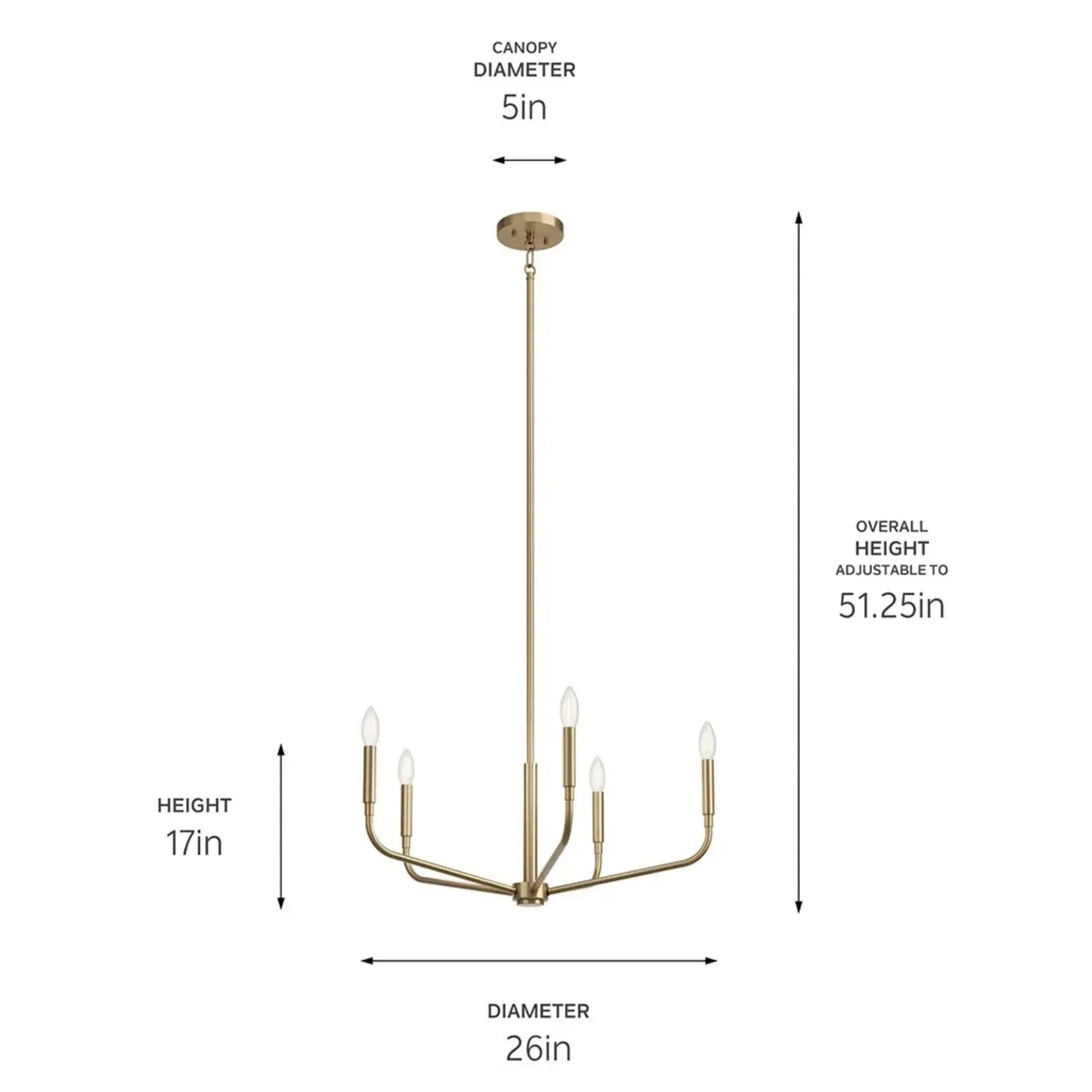 Kichler Lighting - Madden 26" 5-Light Chandelier, Champagne Bronze Finish | Bees Lighting