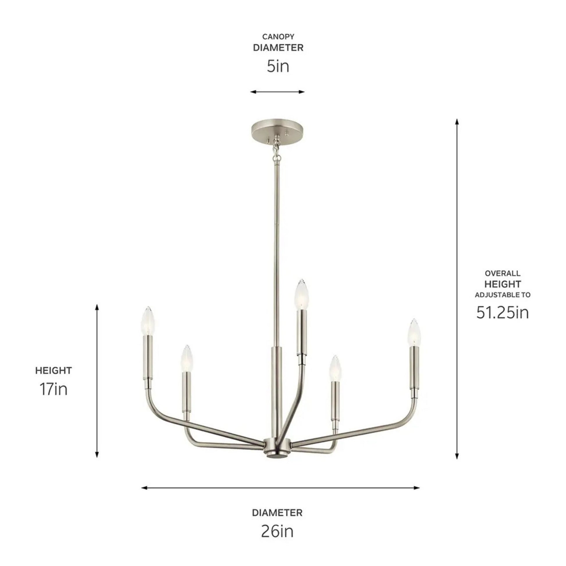 Kichler Lighting - Madden 26" 5-Light Chandelier, Brushed Nickel Finish | Bees Lighting