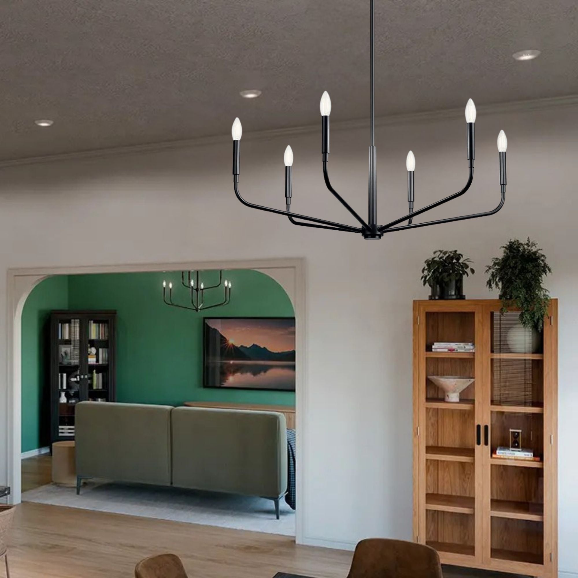 Madden 32" 6-Light Chandelier, Black Finish