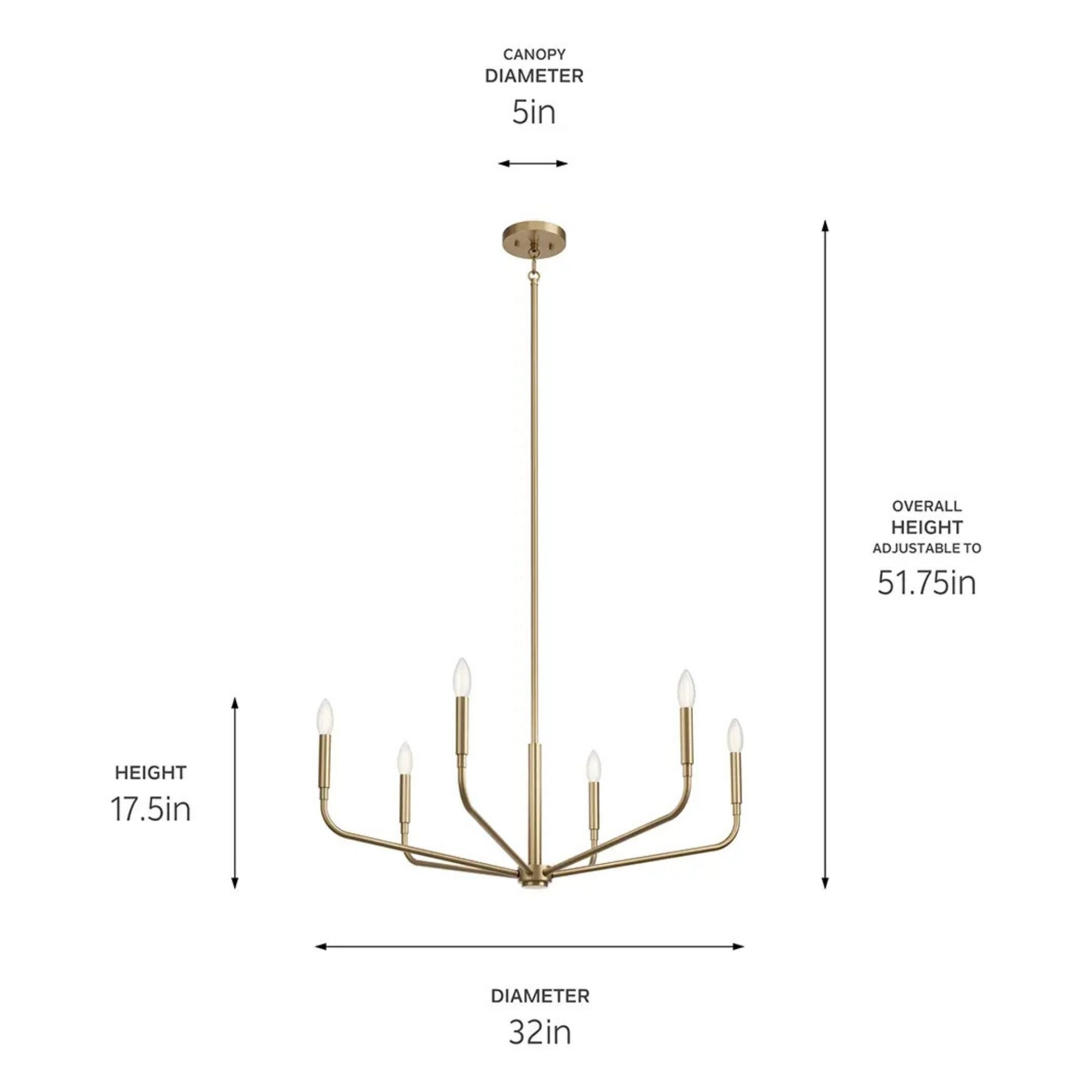 Madden 32" 6-Light Chandelier, Champagne Bronze Finish