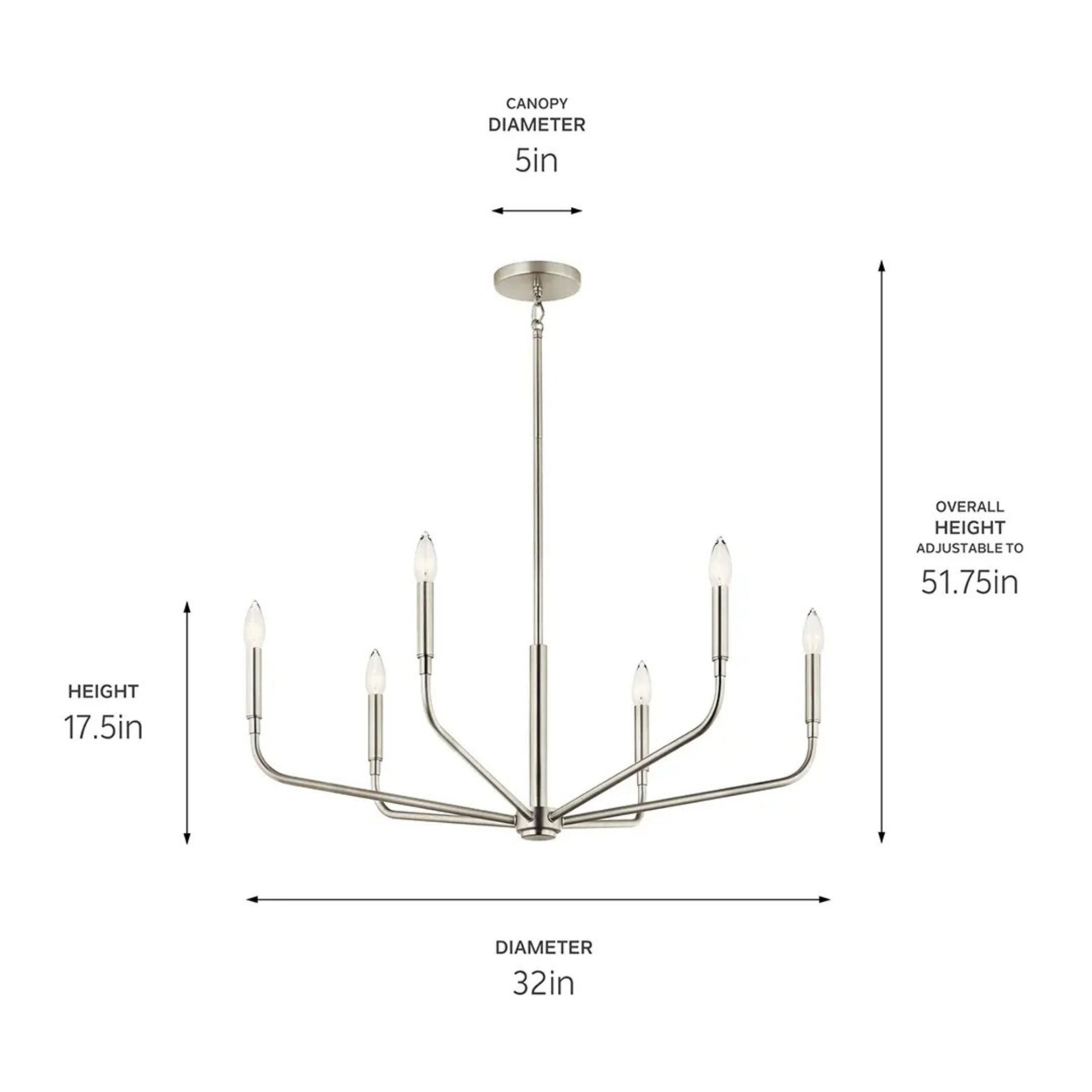 Kichler Lighting - Madden 32" 6-Light Chandelier, Brushed Nickel Finish | Bees Lighting