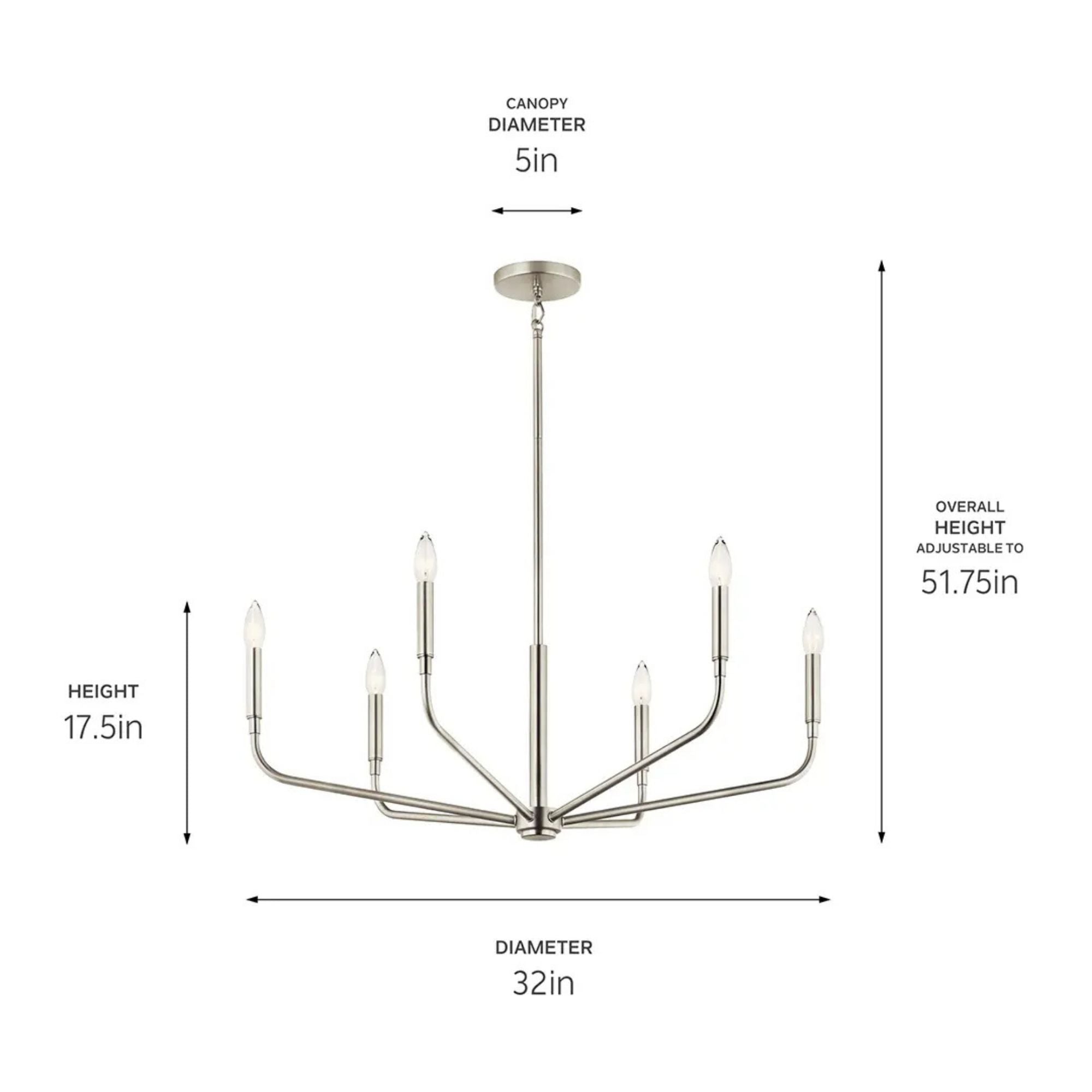Kichler Lighting - Madden 32" 6-Light Chandelier, Brushed Nickel Finish | Bees Lighting