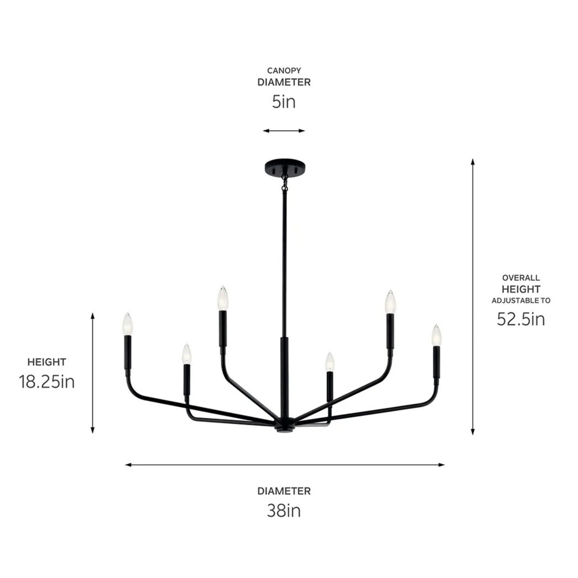 Kichler Lighting - Madden 38" 6-Light Chandelier, Black Finish | Bees Lighting