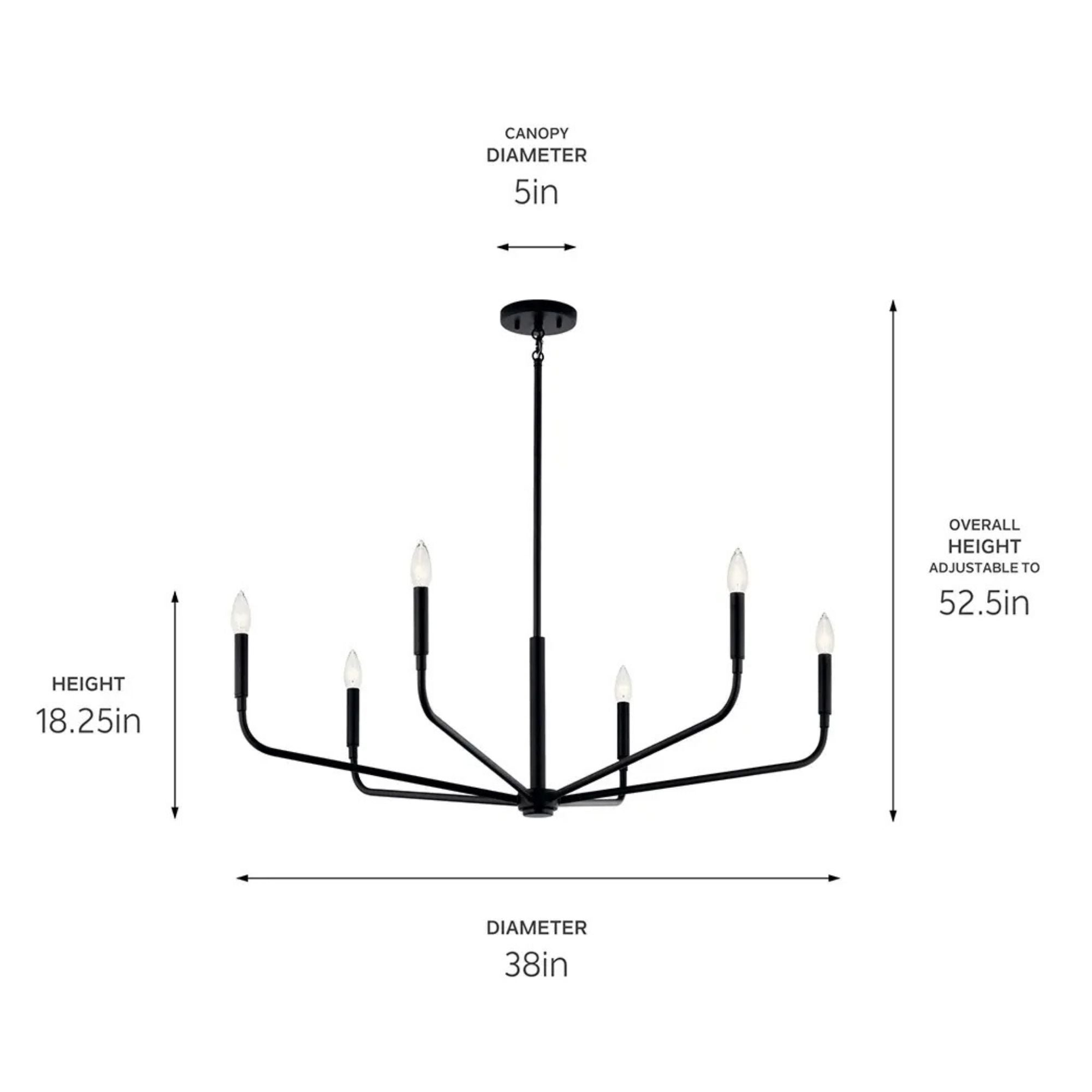 Kichler Lighting - Madden 38" 6-Light Chandelier, Black Finish | Bees Lighting