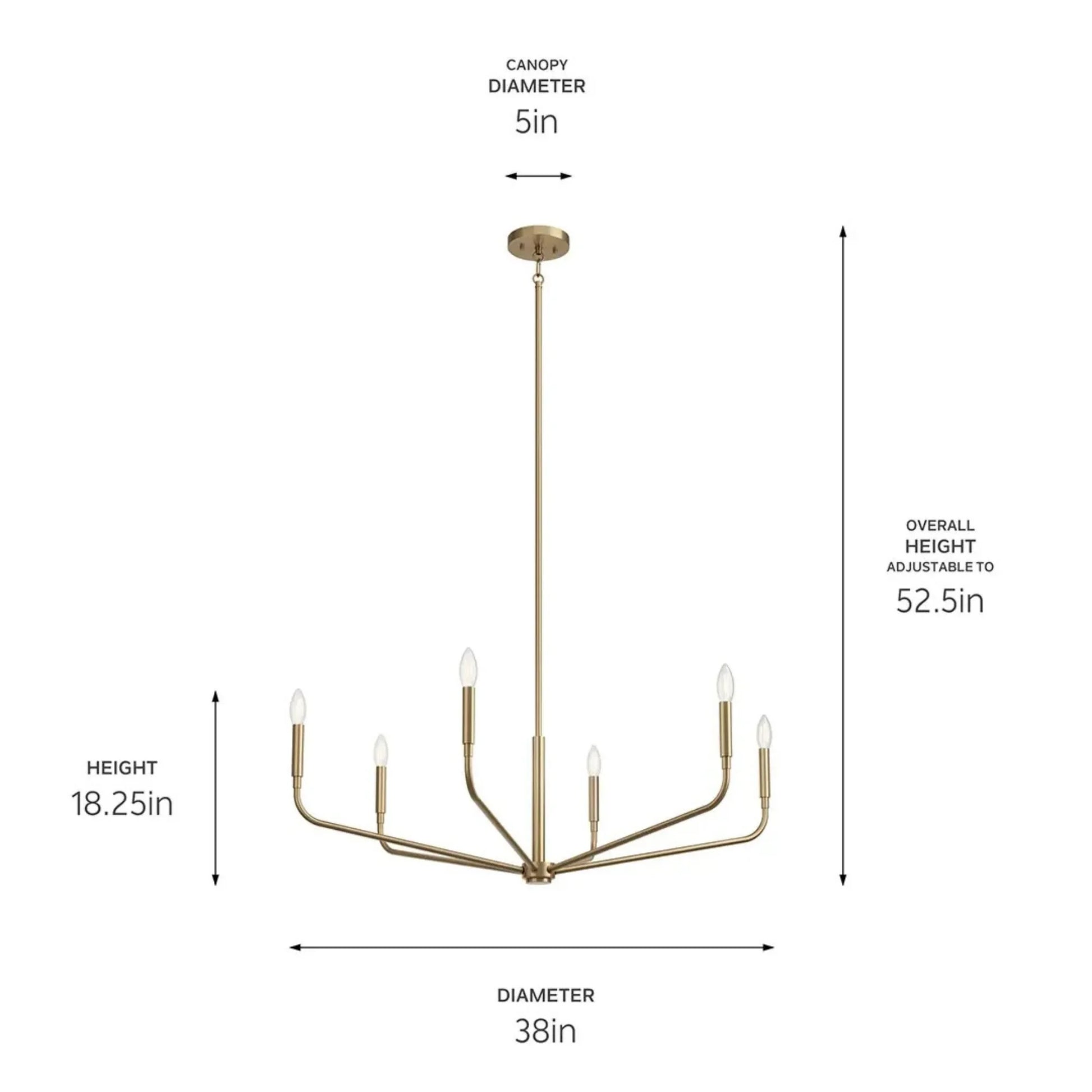 Kichler Lighting - Madden 38" 6-Light Chandelier, Champagne Bronze Finish | Bees Lighting