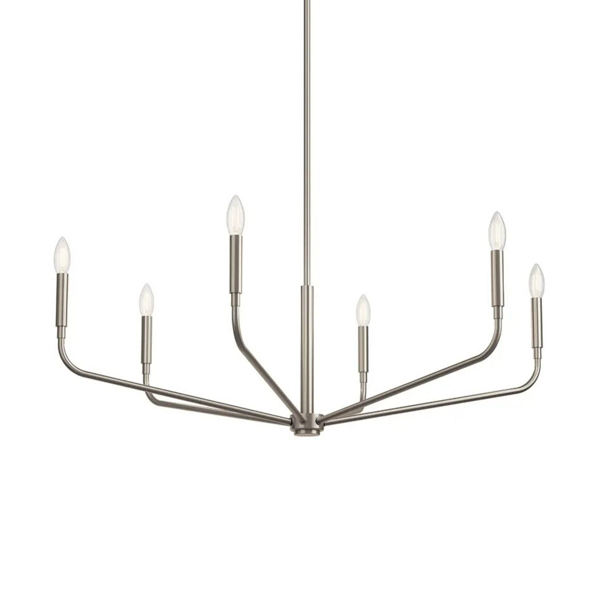 Madden 38" 6-Light Chandelier, Brushed Nickel Finish