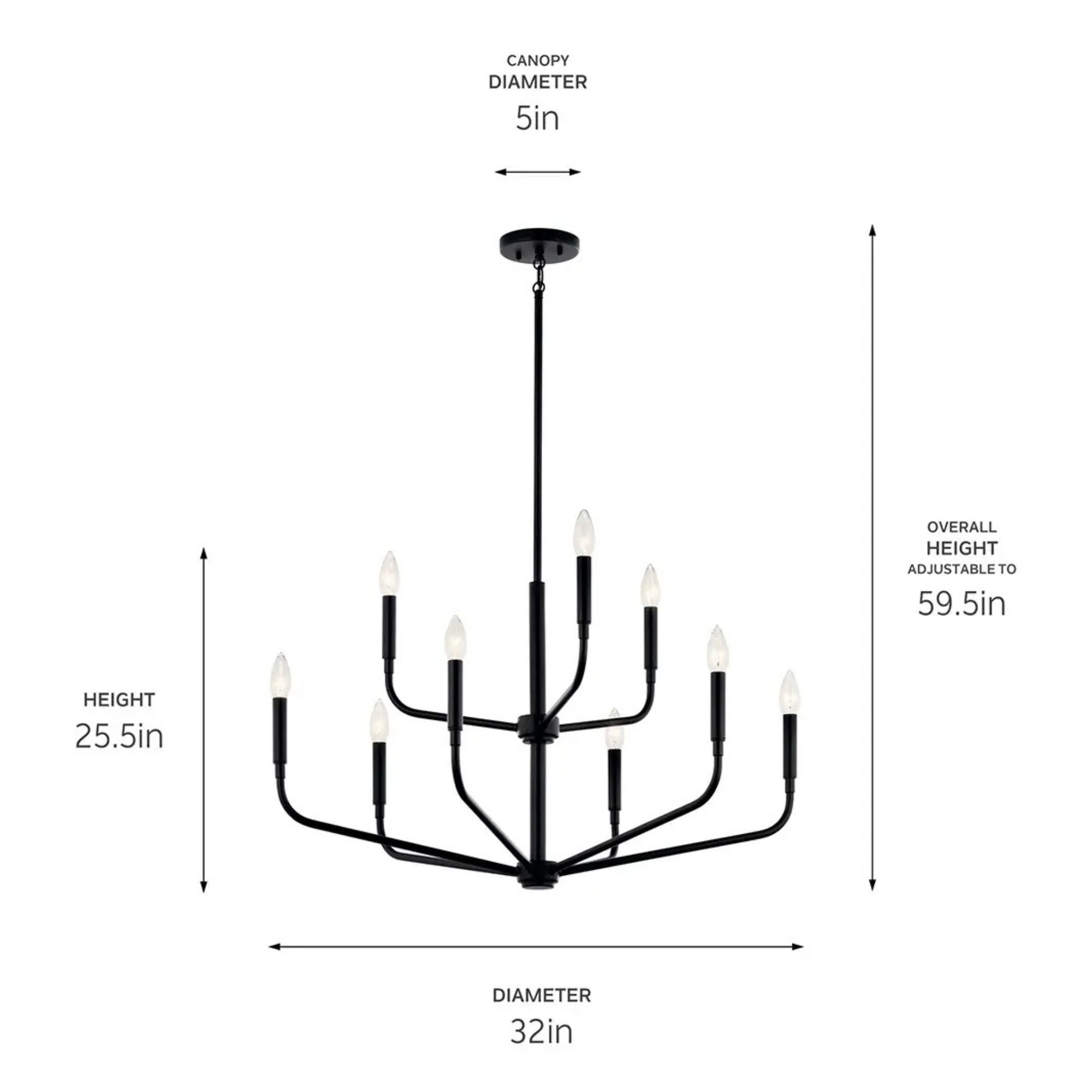 Kichler Lighting - Madden 32" 9-Light Chandelier, Black Finish | Bees Lighting