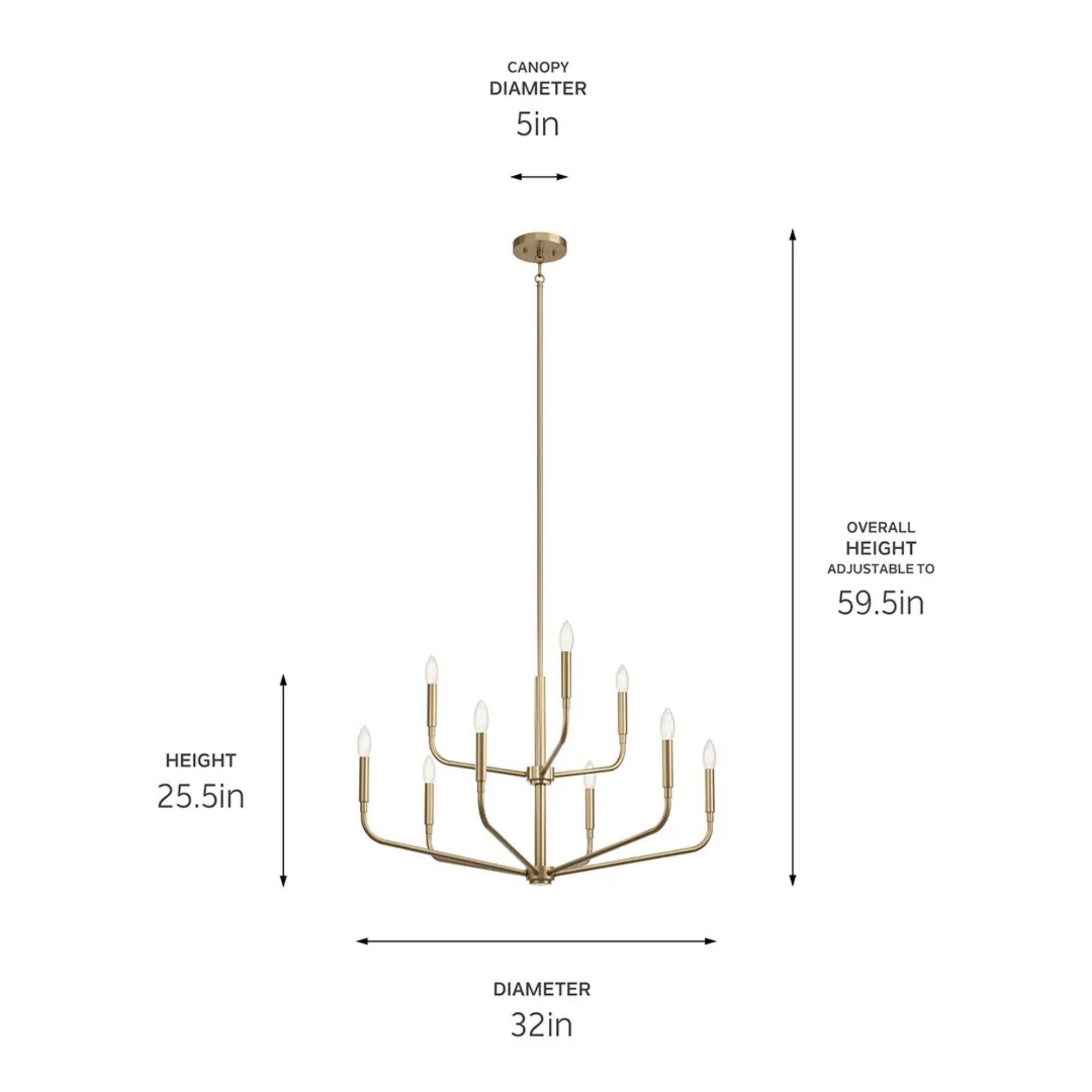 Kichler Lighting - Madden 32" 9-Light Chandelier, Champagne Bronze Finish | Bees Lighting