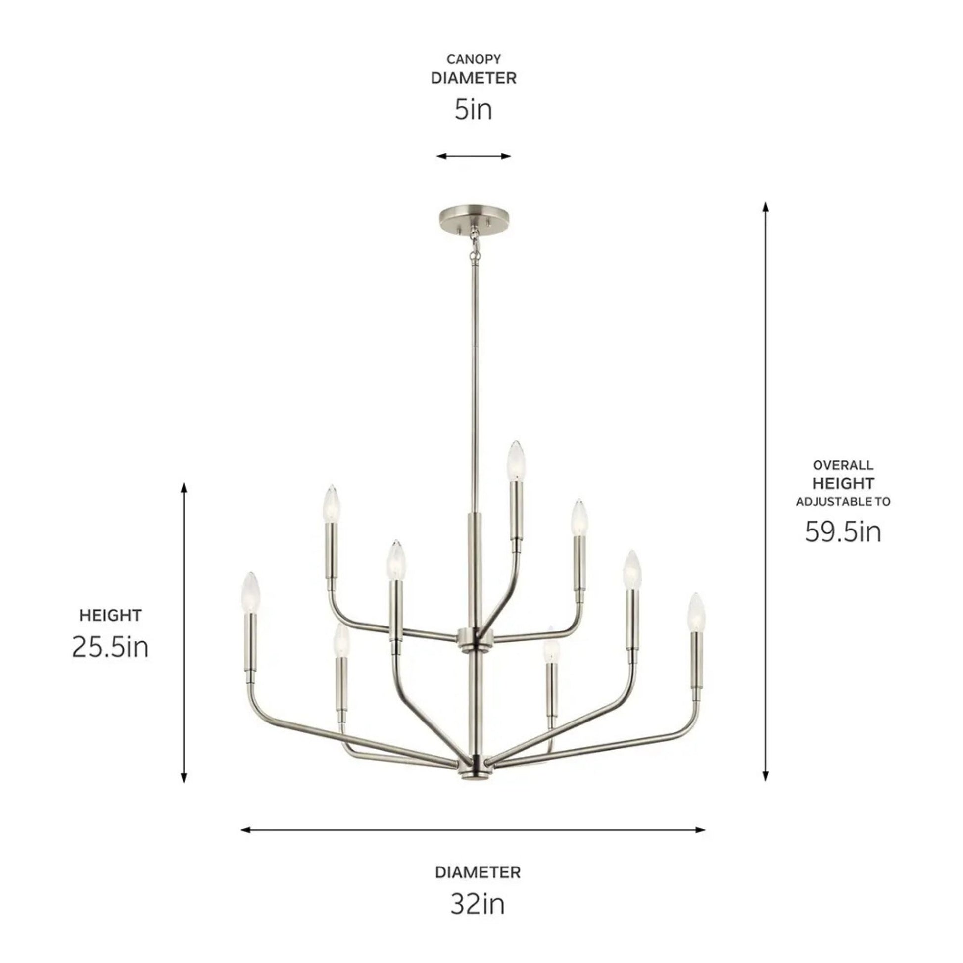 Kichler Lighting - Madden 32" 9-Light Chandelier, Brushed Nickel Finish | Bees Lighting