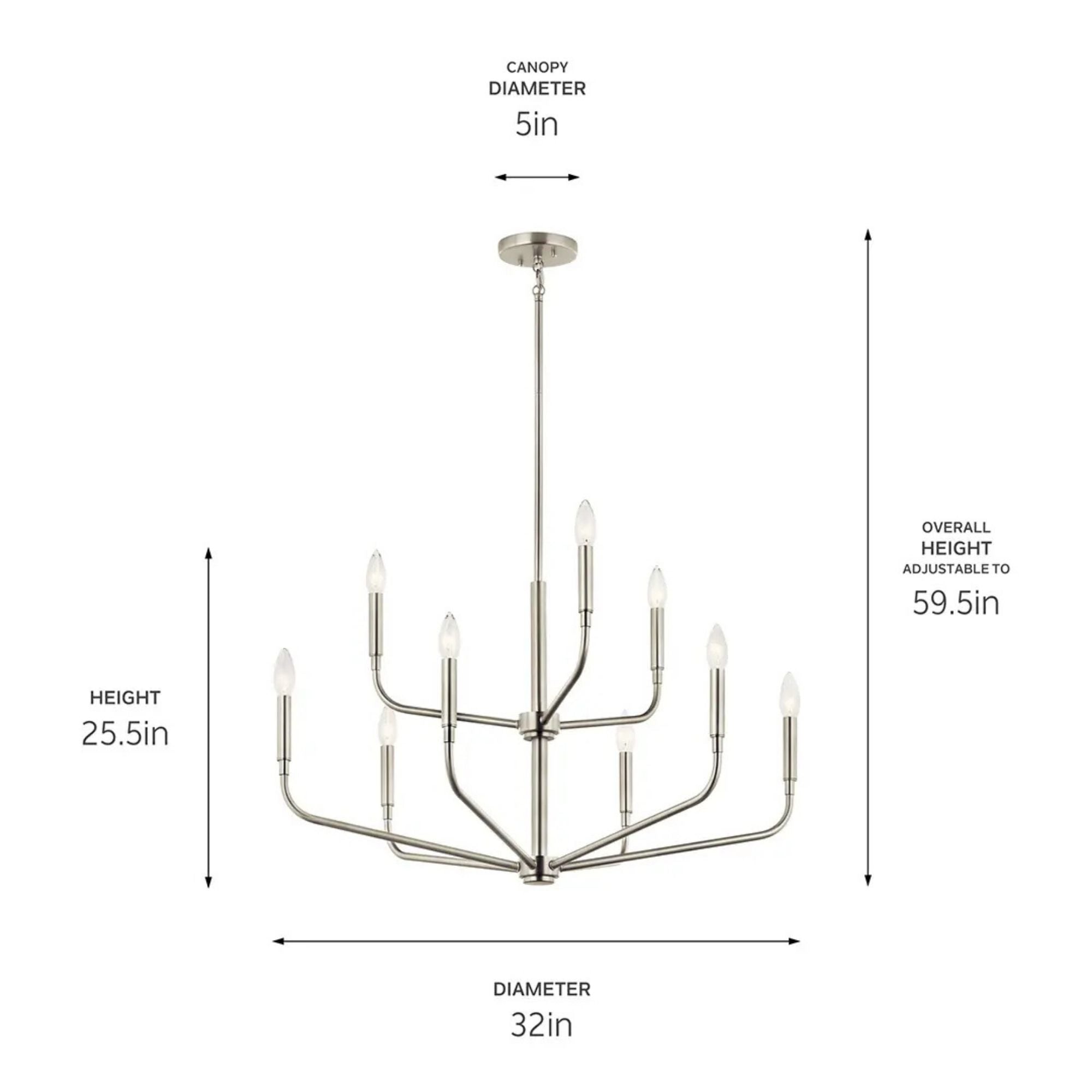 Kichler Lighting - Madden 32" 9-Light Chandelier, Brushed Nickel Finish | Bees Lighting
