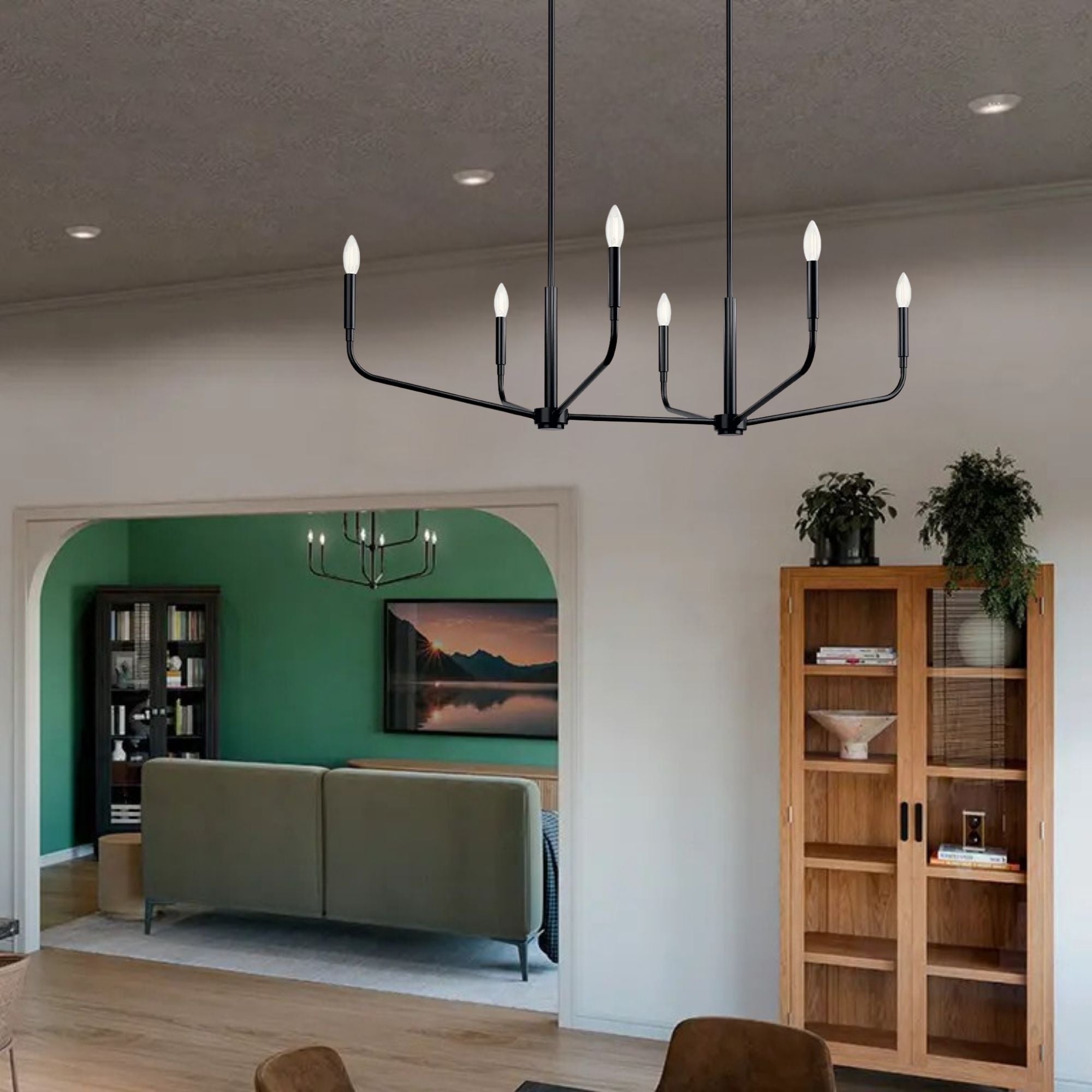 Madden 45" 6-Light Linear Chandelier, Black Finish