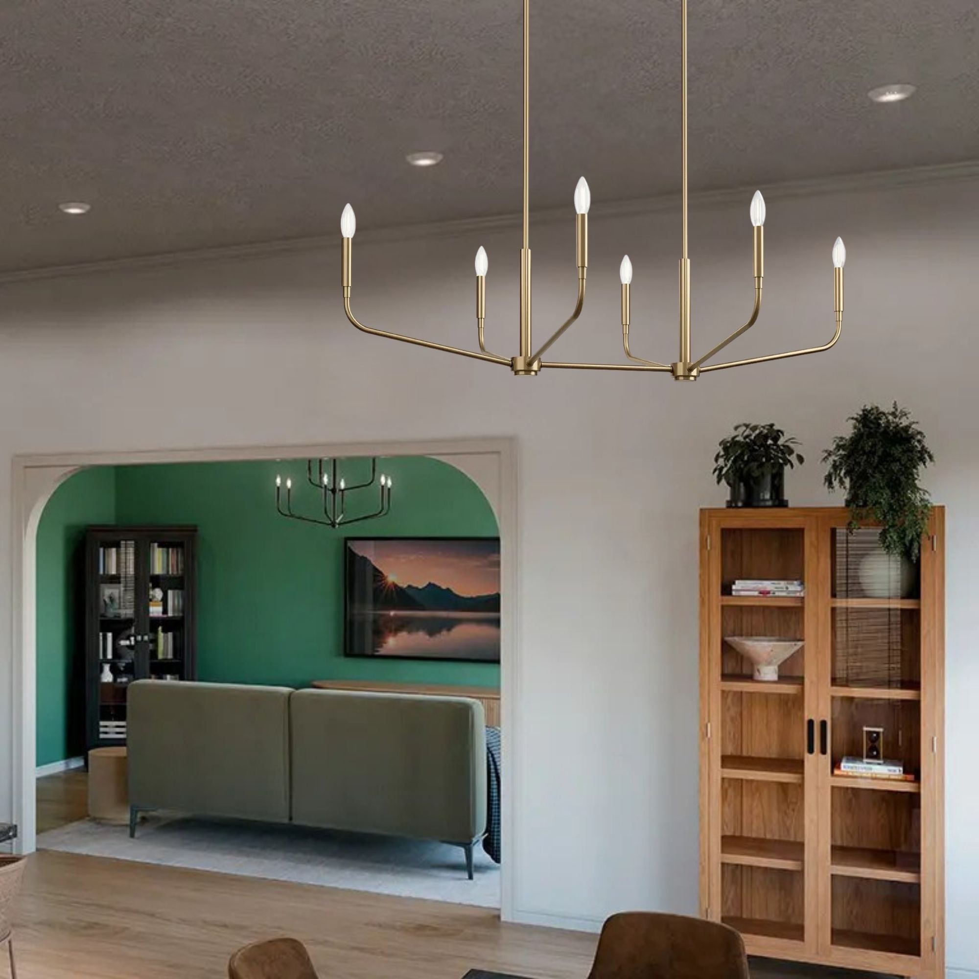 Madden 45" 6-Light Linear Chandelier, Champagne Bronze Finish