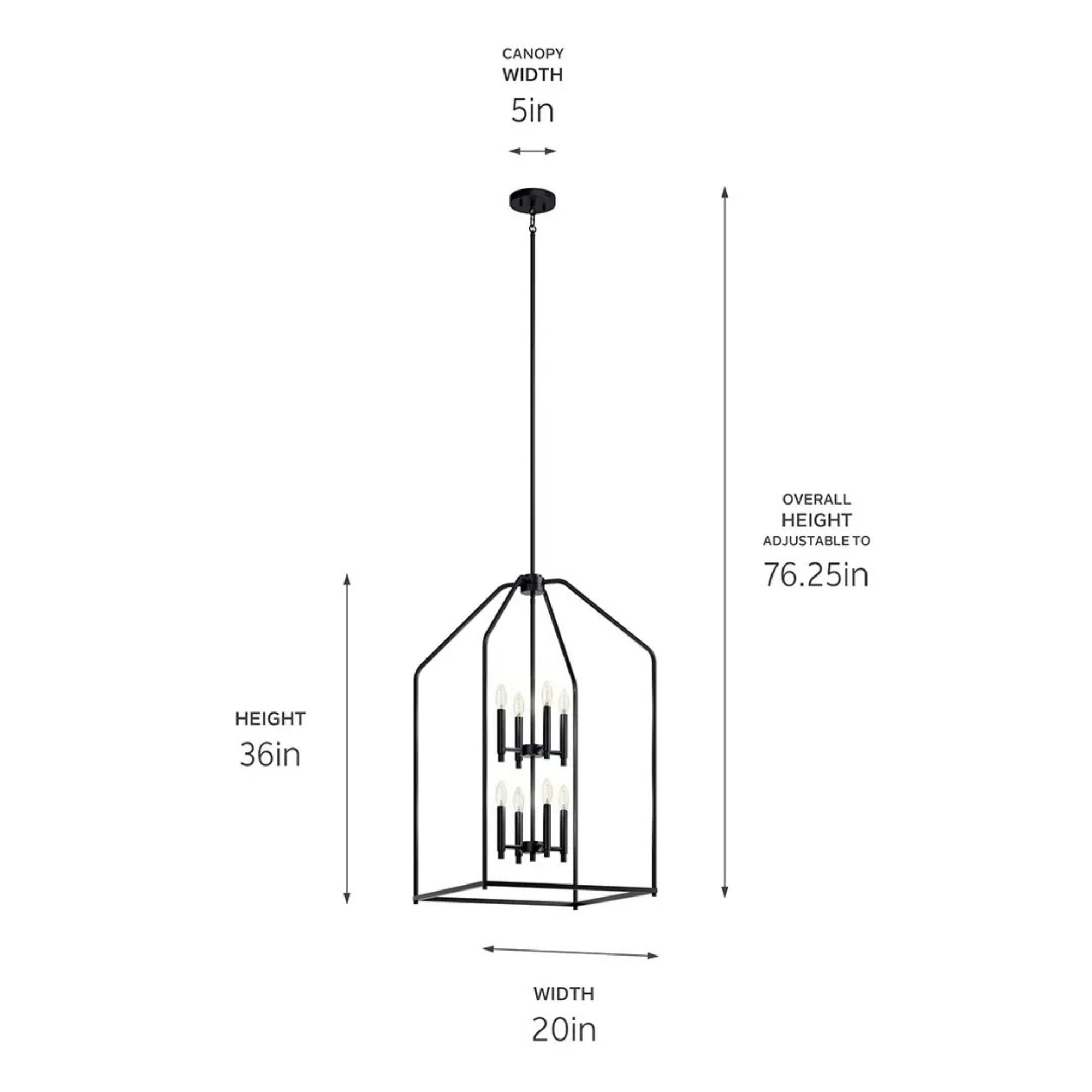 Kichler Lighting - Madden 36" 8-Light Foyer Pendant, Black Finish | Bees Lighting