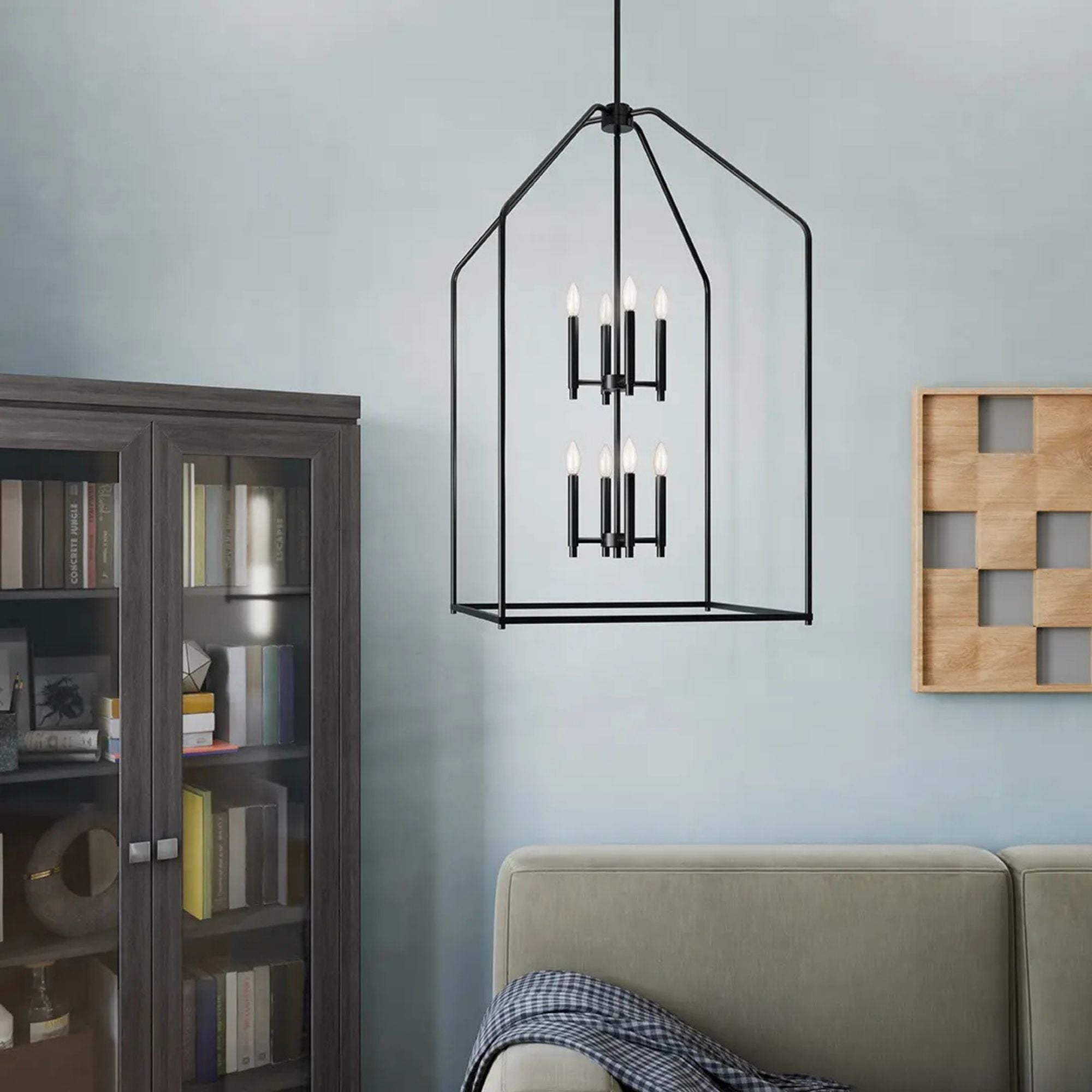 Madden 43" 8-Light Foyer Pendant, Black Finish