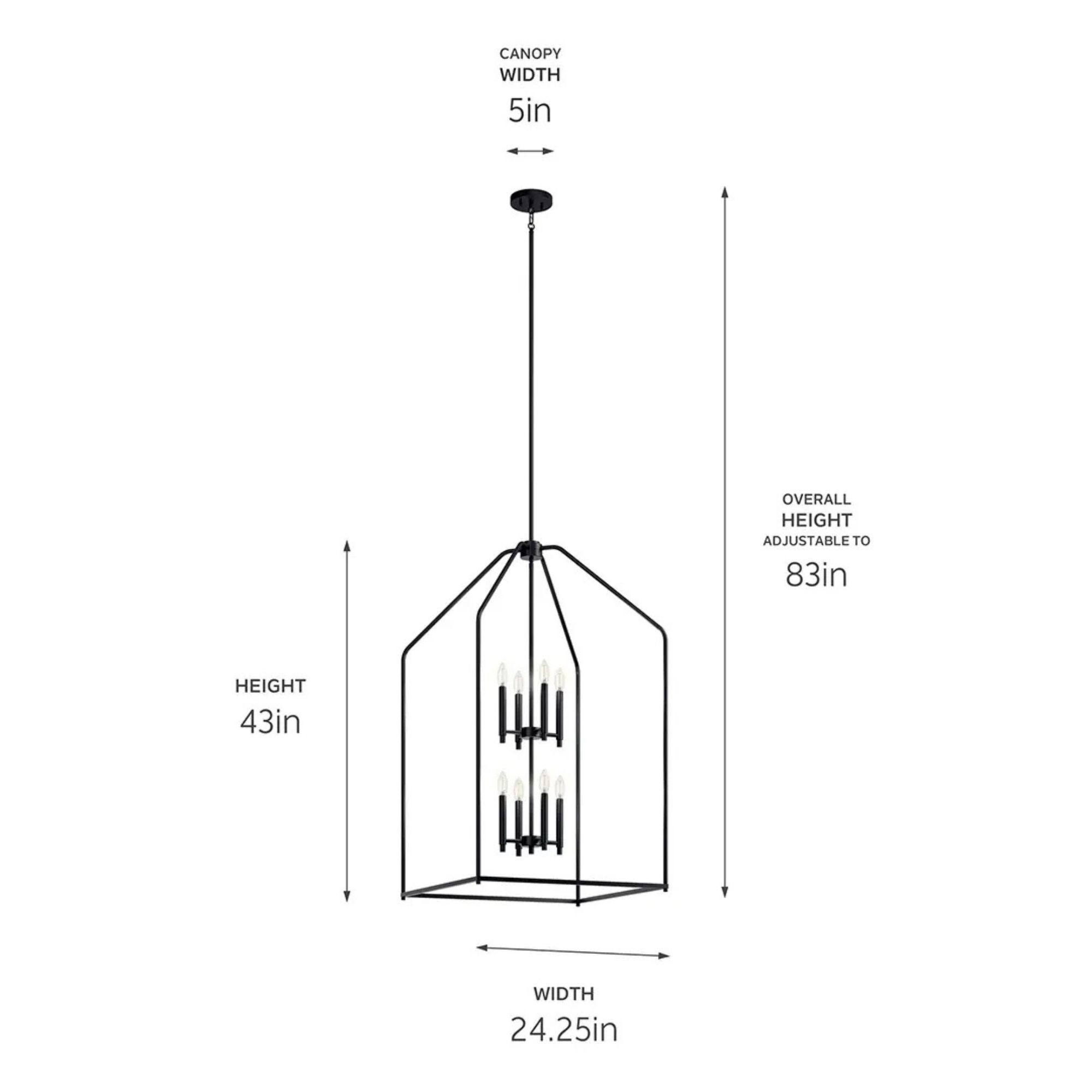Kichler Lighting - Madden 43" 8-Light Foyer Pendant, Black Finish | Bees Lighting