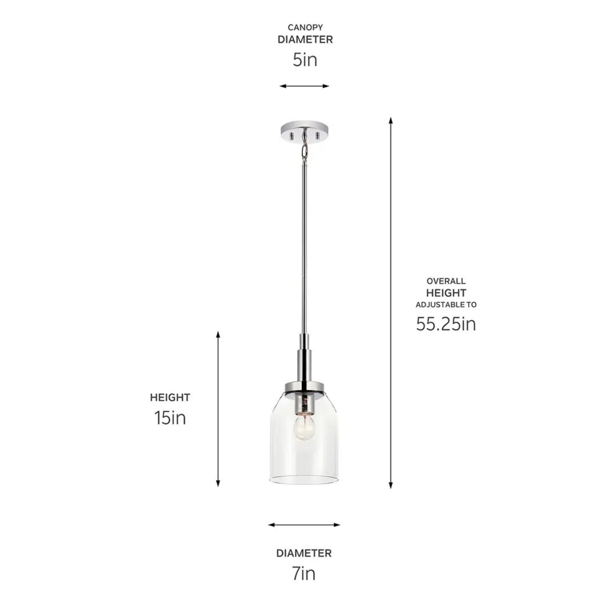 Kichler Lighting - Madden 15" Mini Pendant, Chrome Finish | Bees Lighting