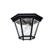 Kichler Madison 7.25 in. 2-Light Outdoor Ceiling Light, Black with Clear Beveled Glass