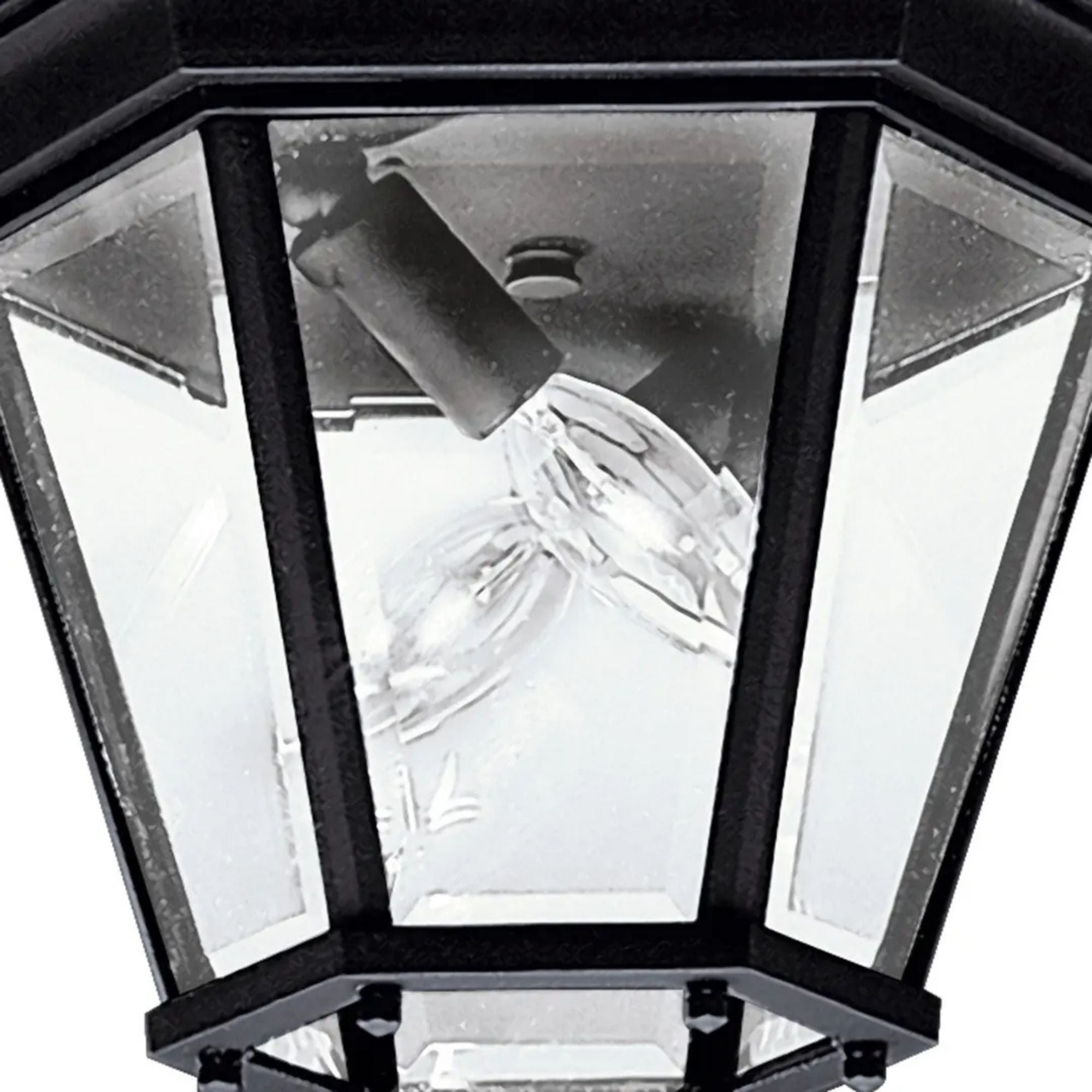 Kichler Madison 7.25 in. 2-Light Outdoor Ceiling Light, Black with Clear Beveled Glass