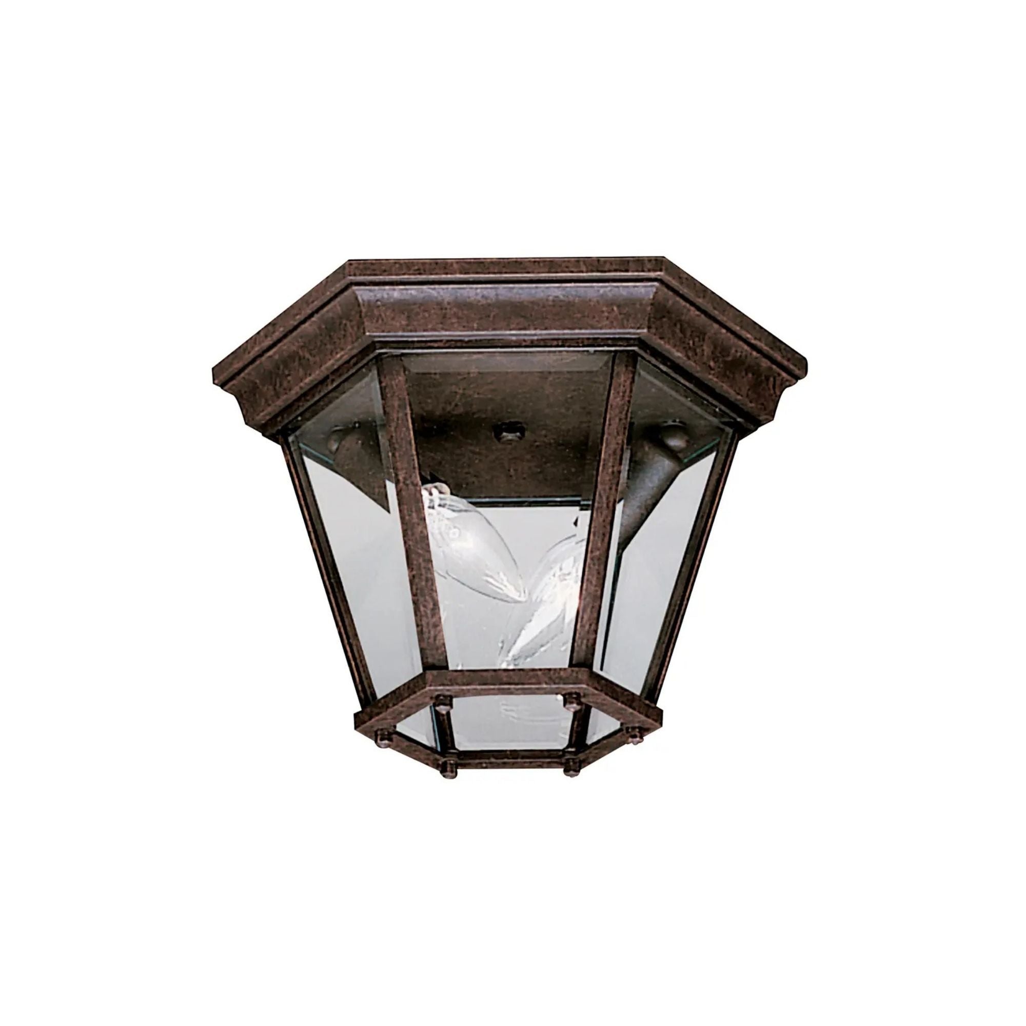 Kichler Madison 7.25in. 2-Light Outdoor Ceiling Light, Tannery Bronze with Clear Beveled Glass