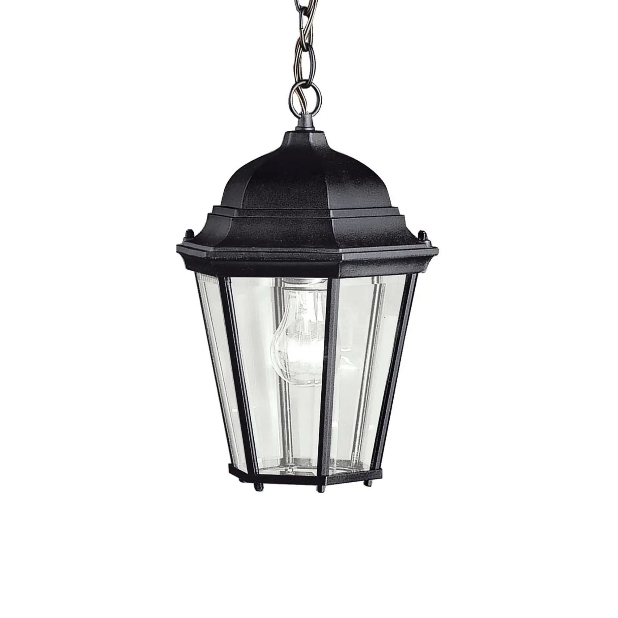 Kichler Madison 13.5 in. Outdoor Hanging Light, Black with Clear Beveled Glass
