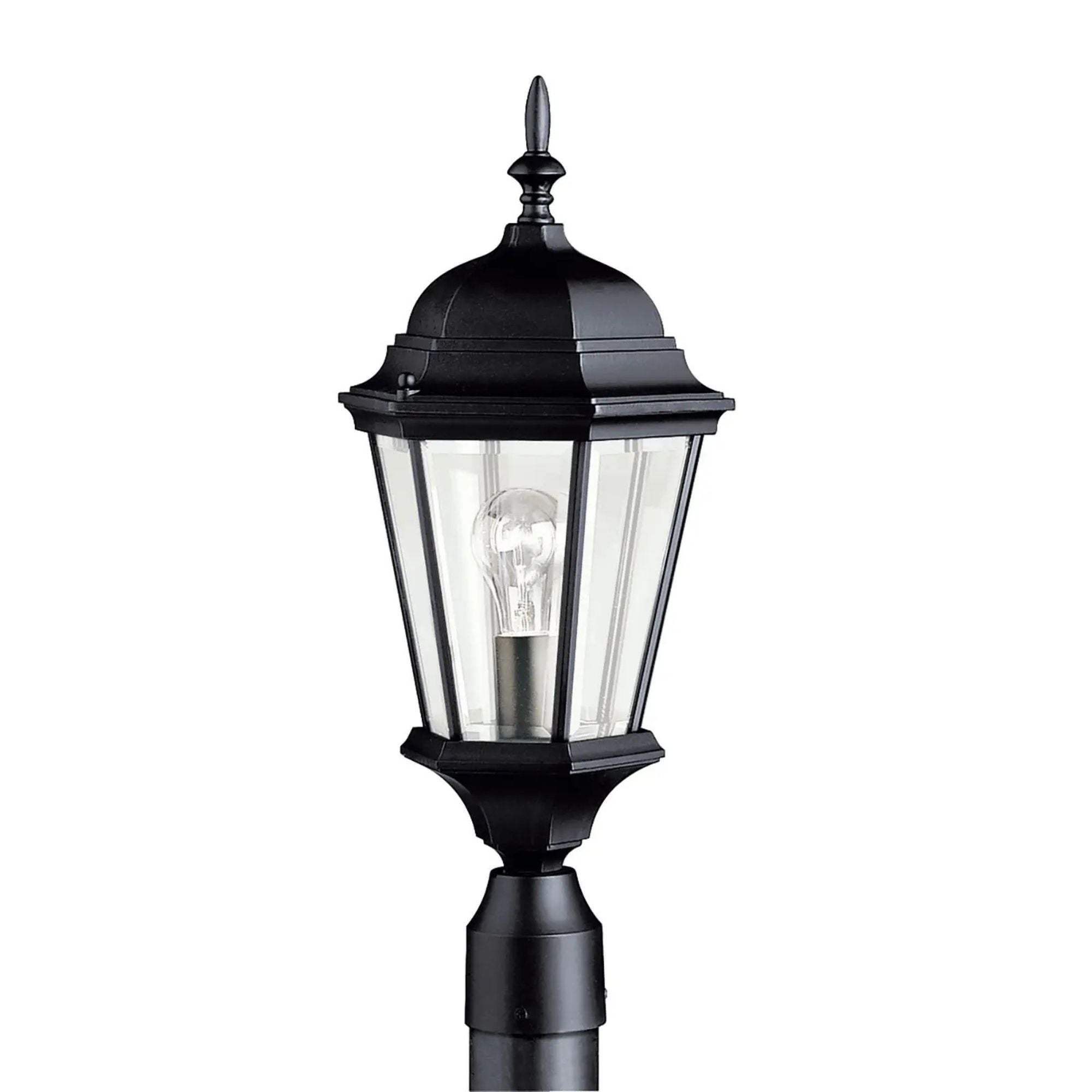 Kichler 9956BK Madison Post Light | Black & Clear Glass – Bees