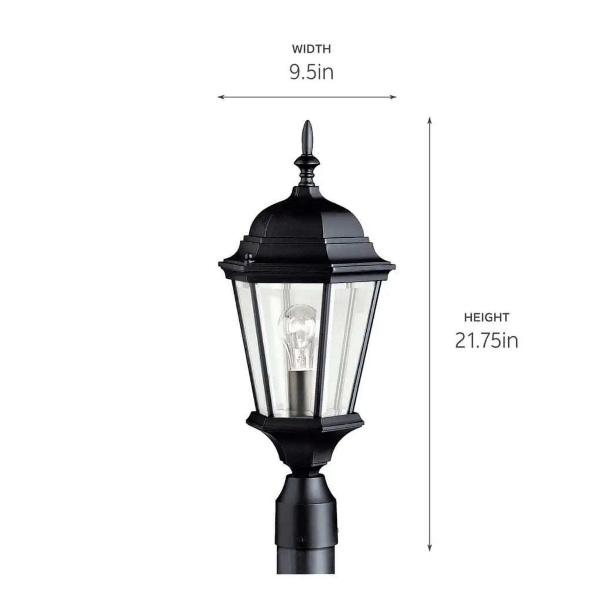 Kichler Madison 21.75 in. Outdoor Post Light, Black with Clear Beveled Glass