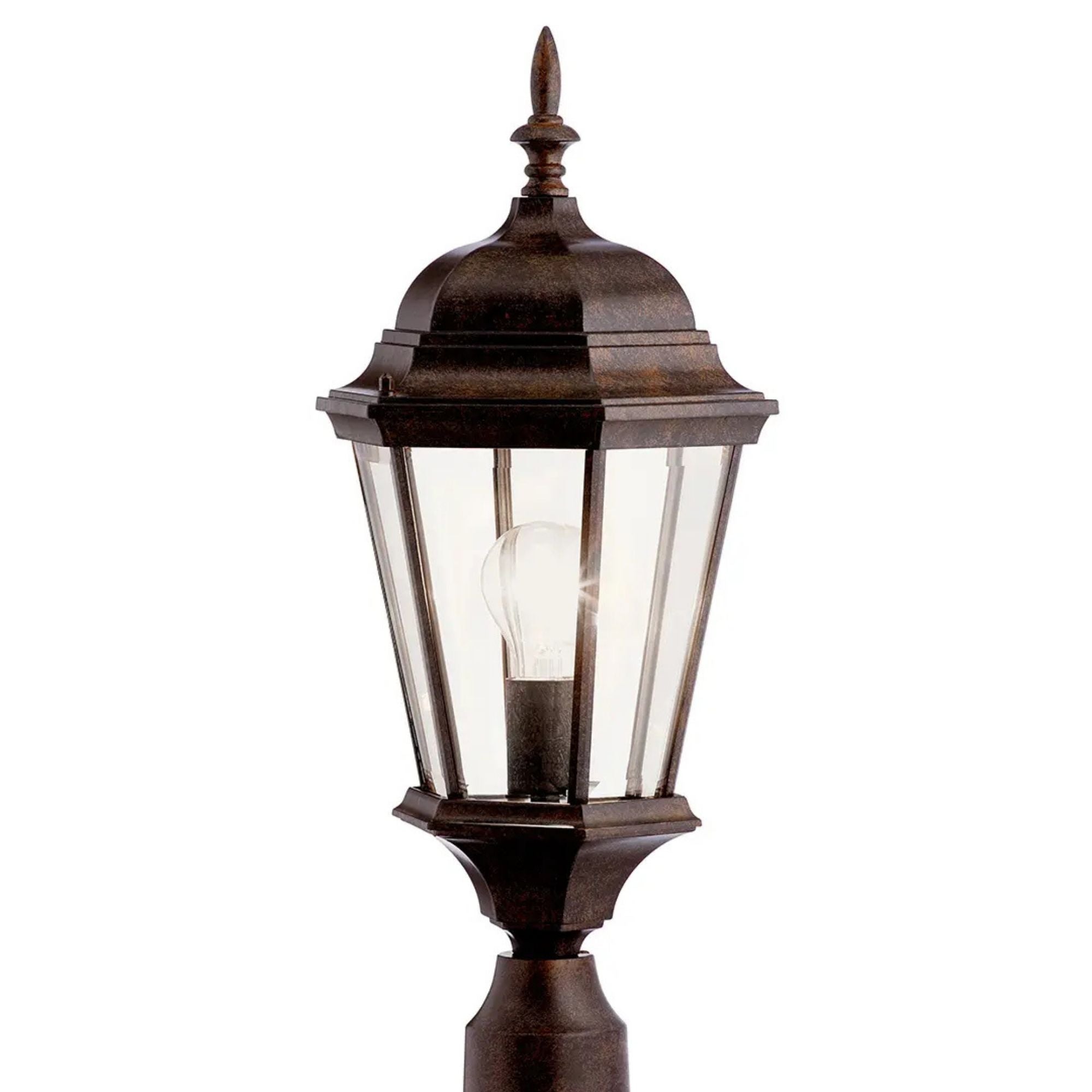 Kichler Madison 21.75 in. Outdoor Post Light, Tannery Bronze with Clear Beveled Glass
