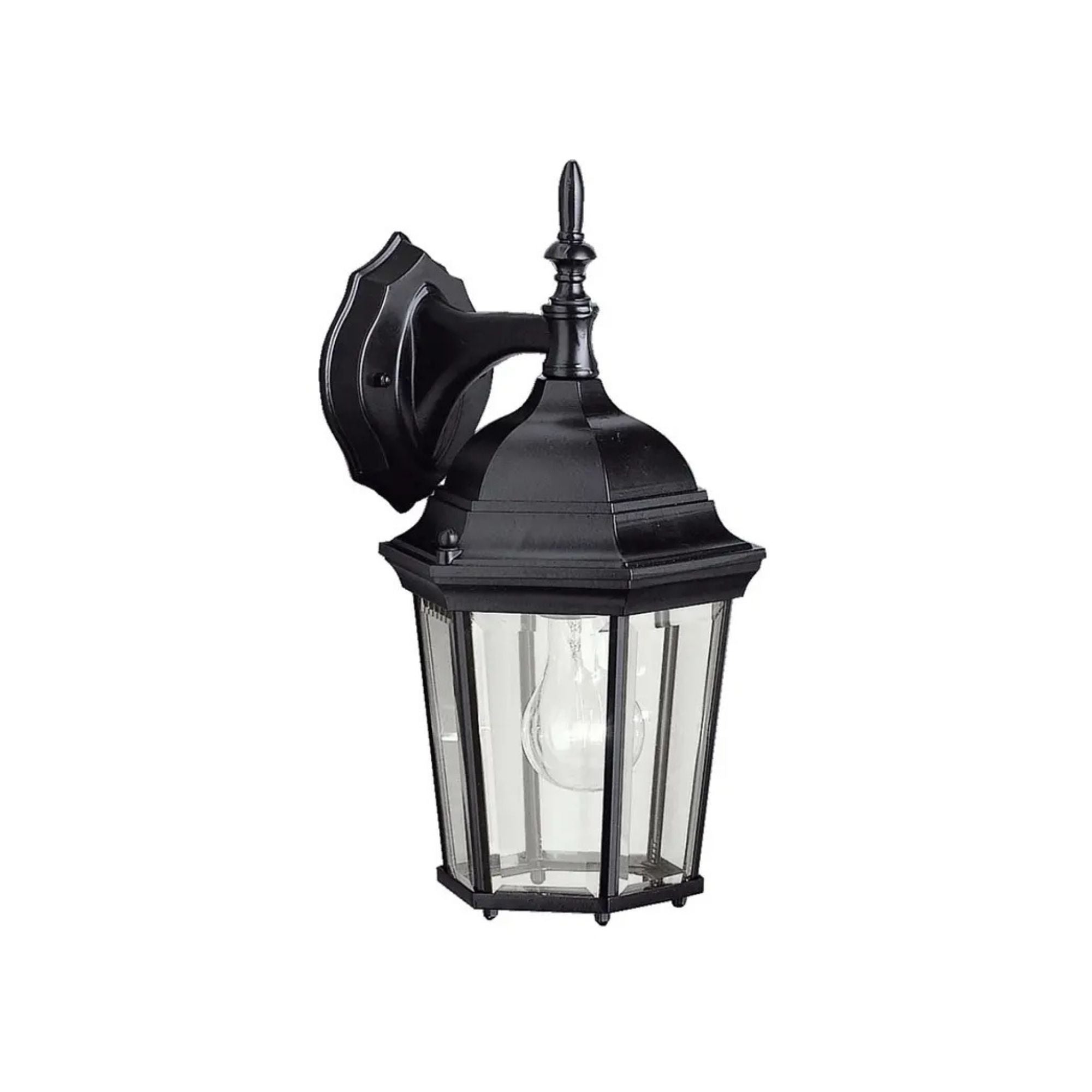 Kichler Madison 14.75 in. Outdoor Sconce, Black with Clear Beveled Glass