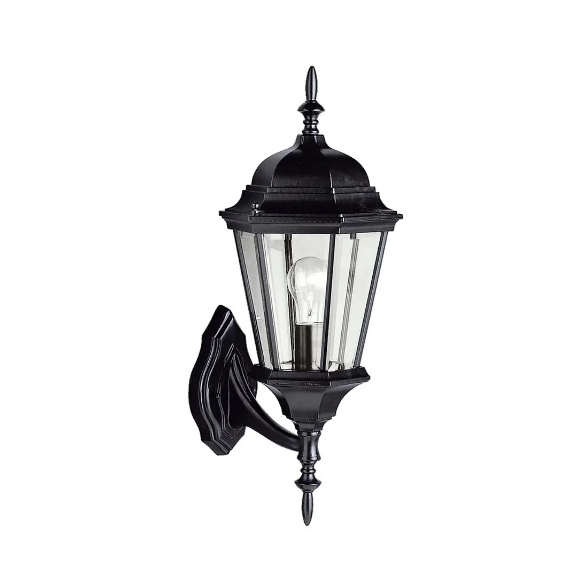 Kichler Madison 20 in. Outdoor Wall Sconce, Black with Clear Beveled Glass