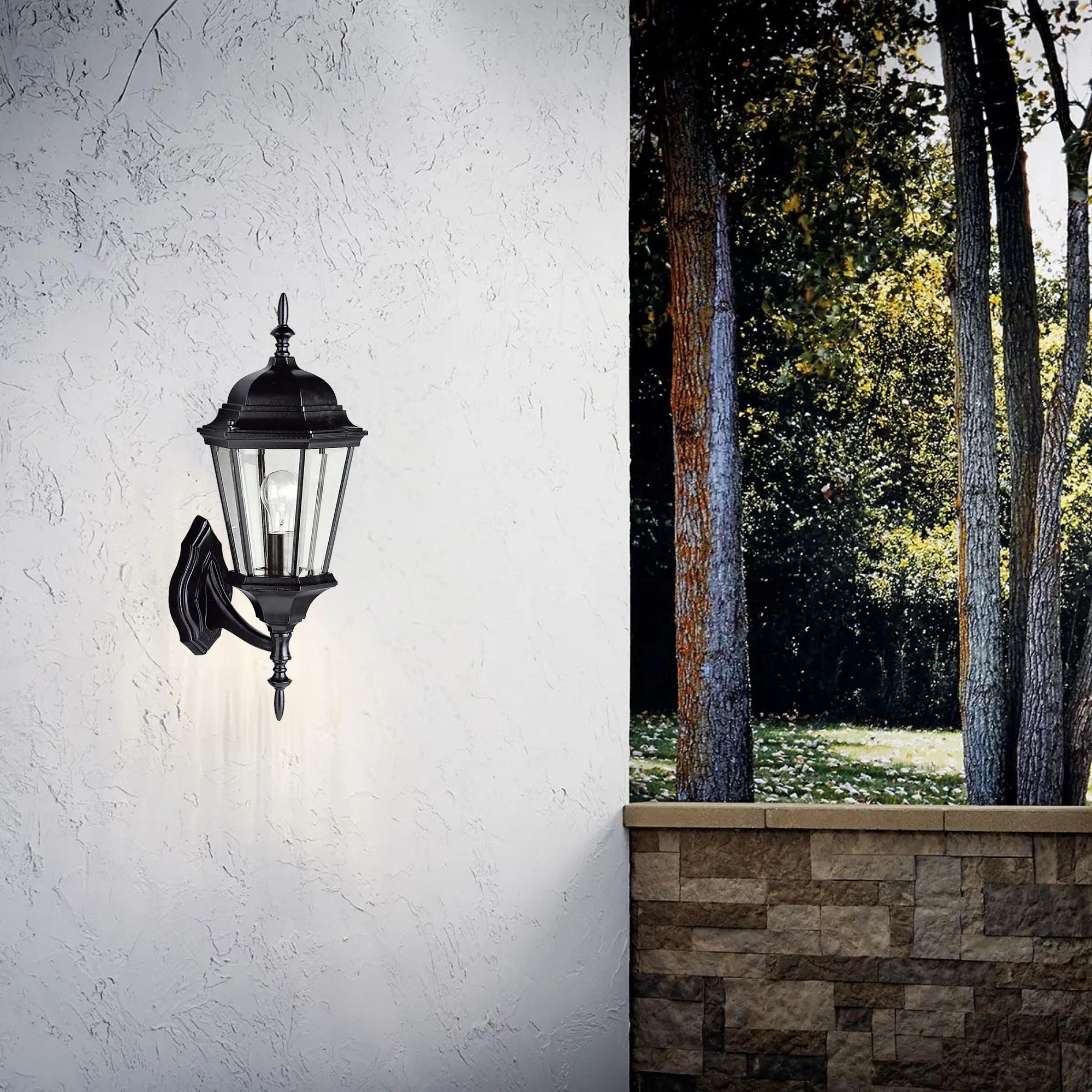 Kichler Madison 20 in. Outdoor Wall Sconce, Black with Clear Beveled Glass