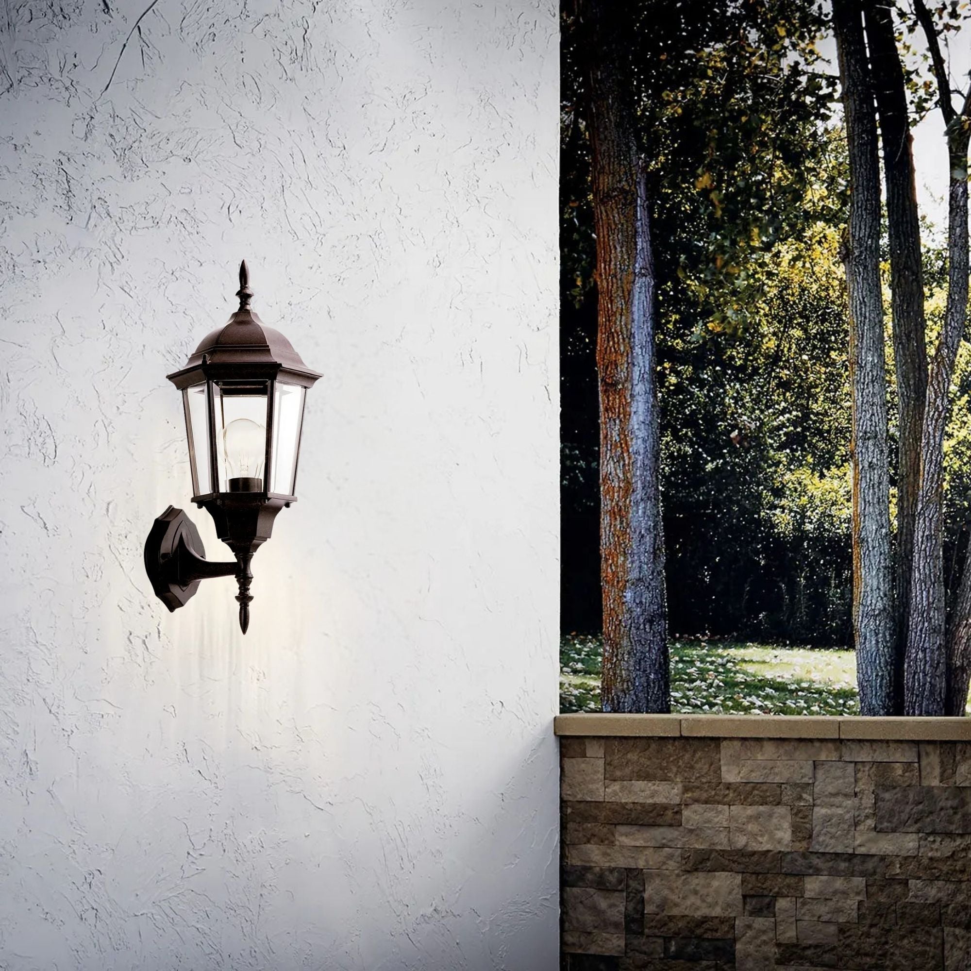 Kichler Madison 20 in. Outdoor Wall Sconce, Tannery Bronze with Clear Beveled Glass