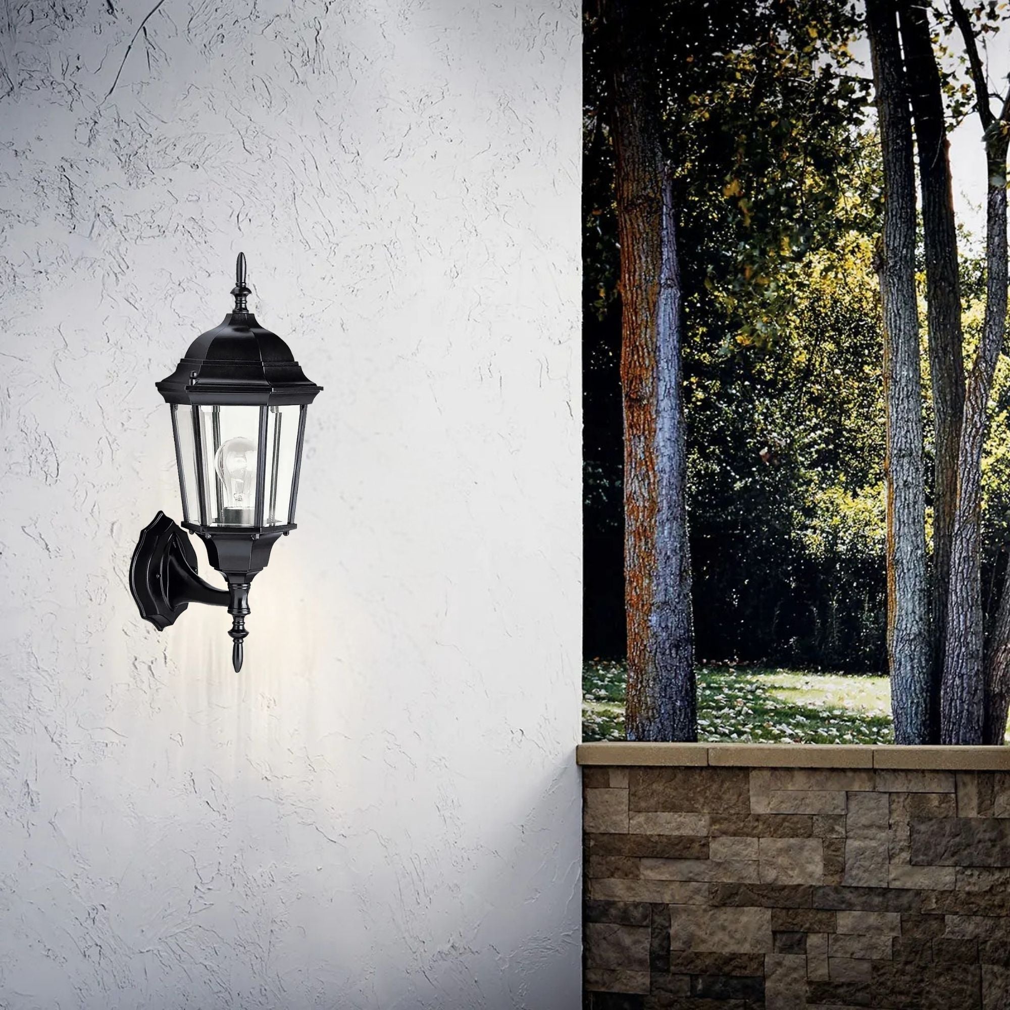 Kichler Madison 23 in. Outdoor Sconce, Black with Clear Beveled Glass