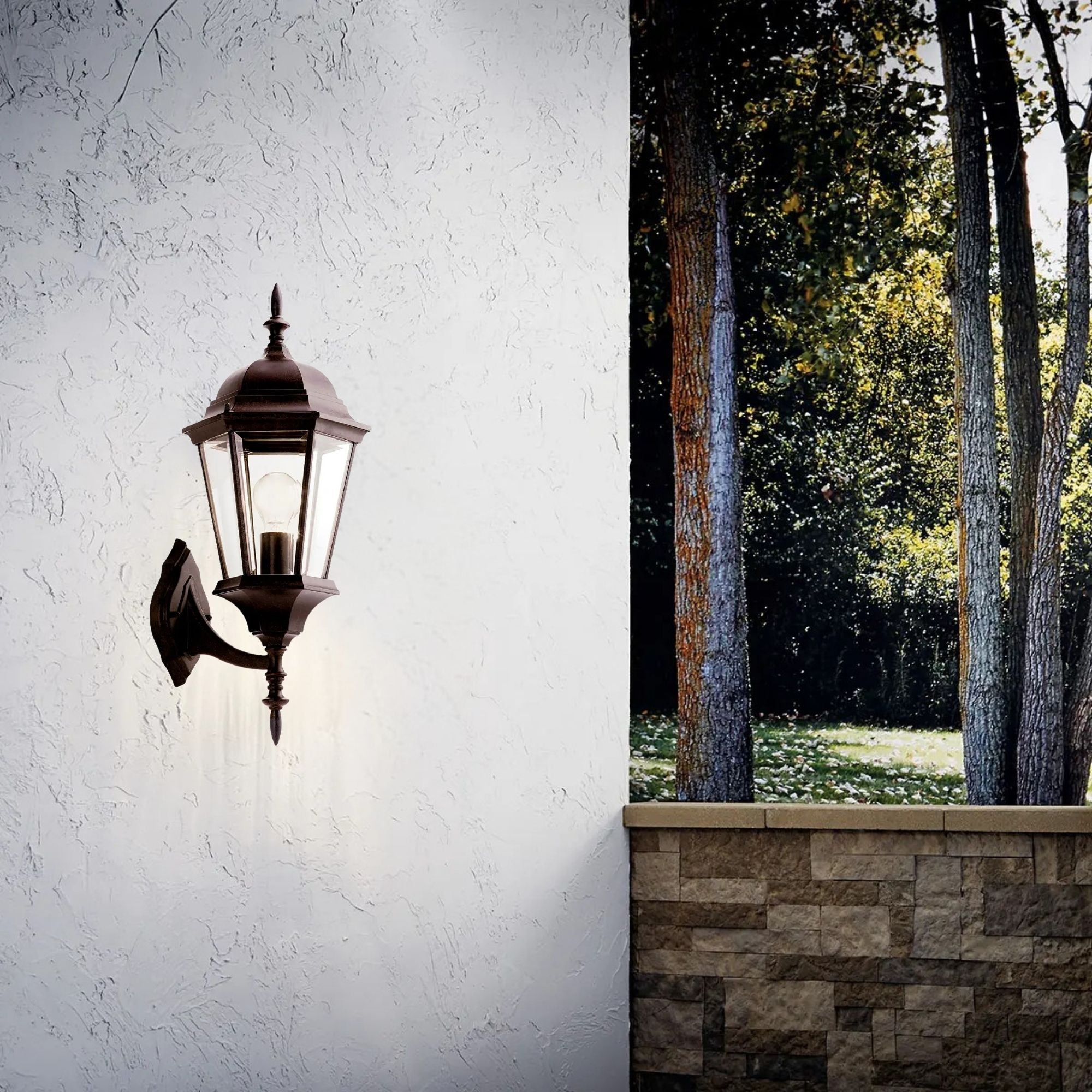 Kichler Madison 23 in. Outdoor Sconce, Tannery Bronze with Clear Beveled Glass