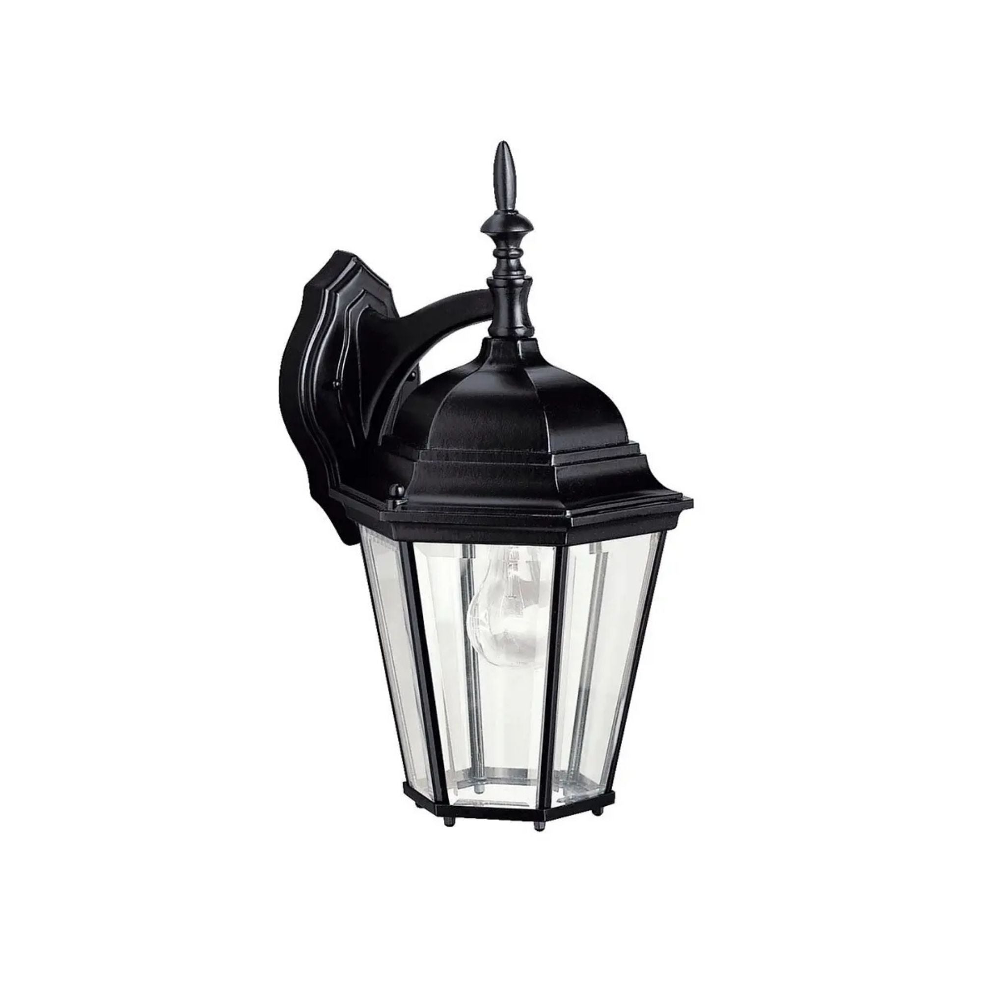 Kichler Madison 17 in. Outdoor Sconce, Black with Clear Beveled Glass