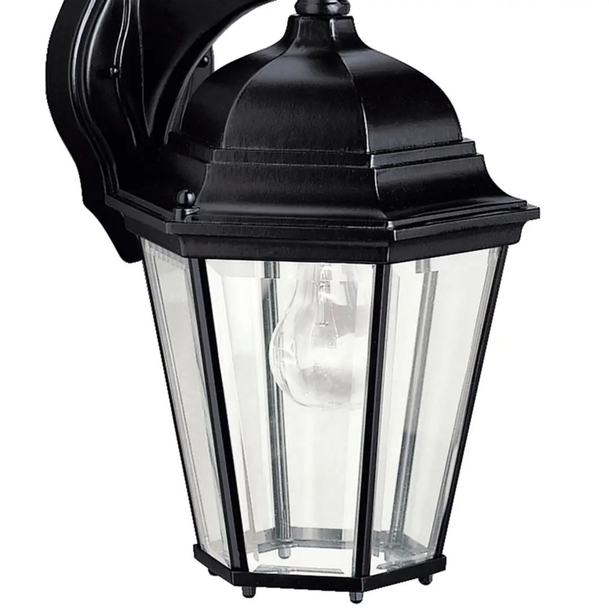 Kichler Madison 17 in. Outdoor Sconce, Black with Clear Beveled Glass