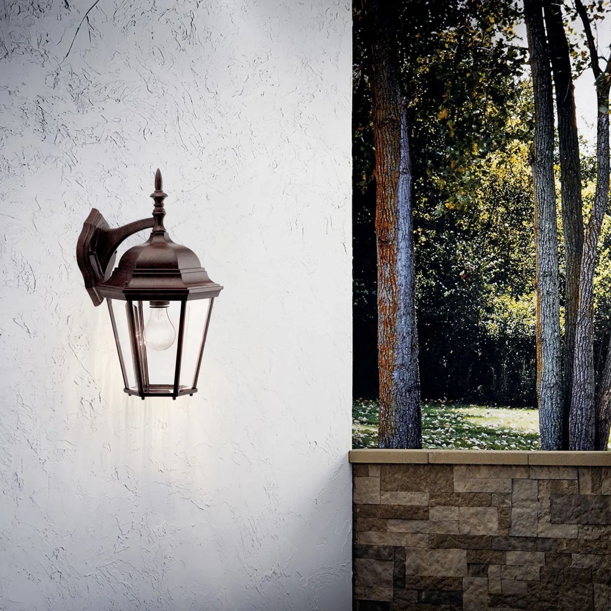 Kichler Madison 17 in. Outdoor Wall Sconce, Tannery Bronze with Clear Beveled Glass
