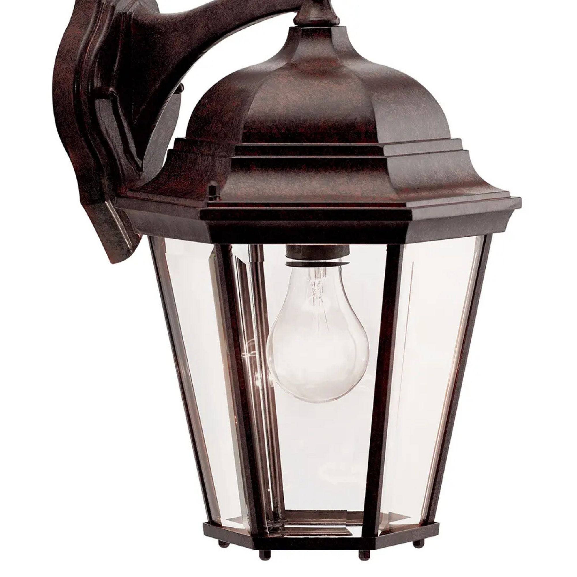 Kichler Madison 17 in. Outdoor Wall Sconce, Tannery Bronze with Clear Beveled Glass