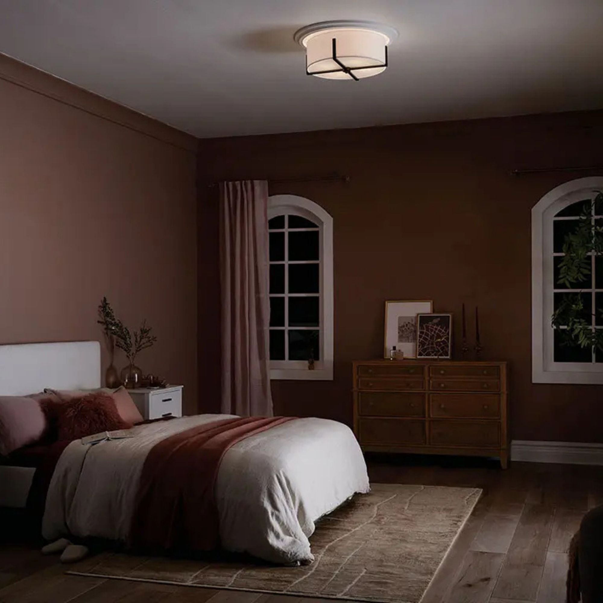 Malen 20" 4-Light Flush Mount, Black Finish