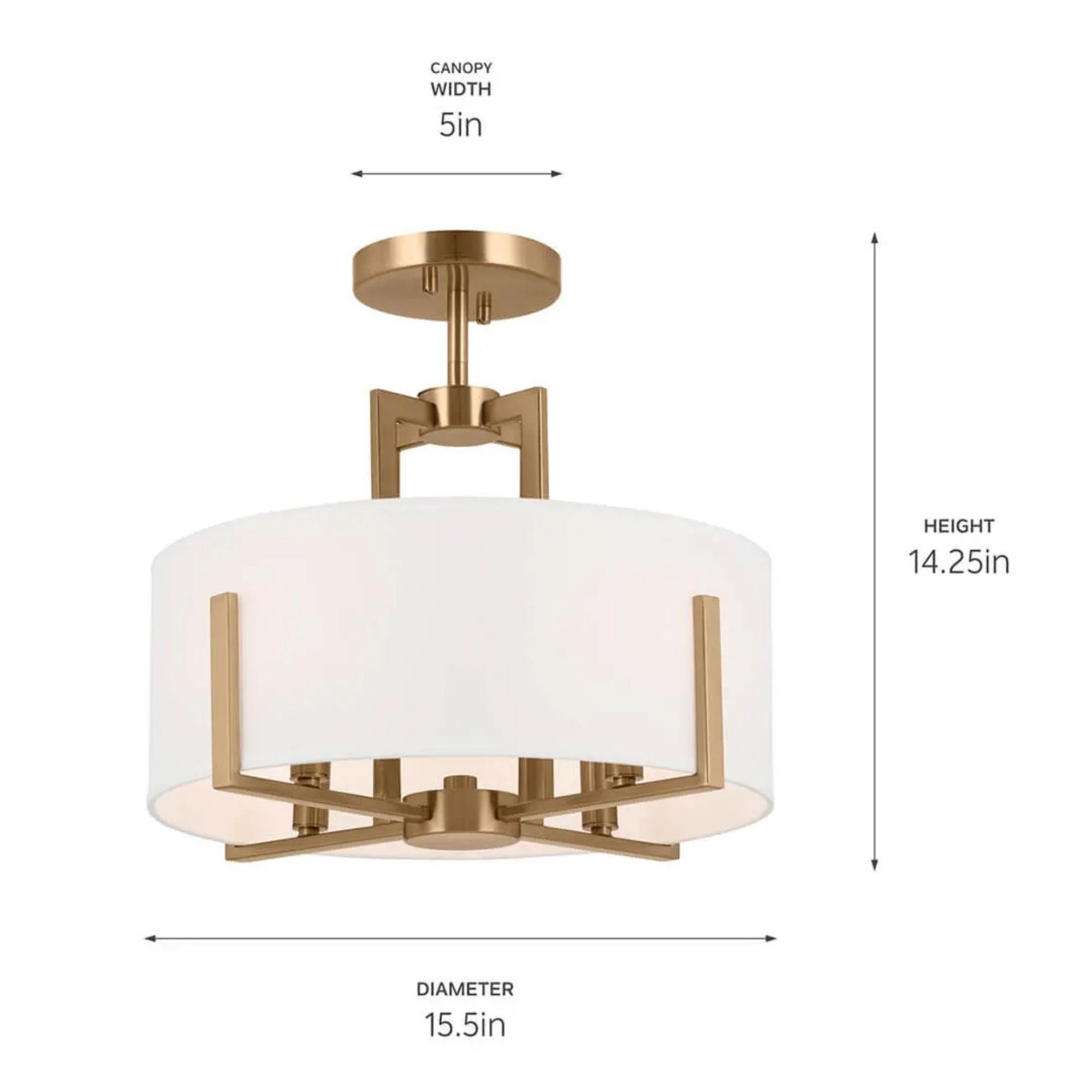 Malen 16" 4-Light Convertible Pendant, Champagne Bronze Finish