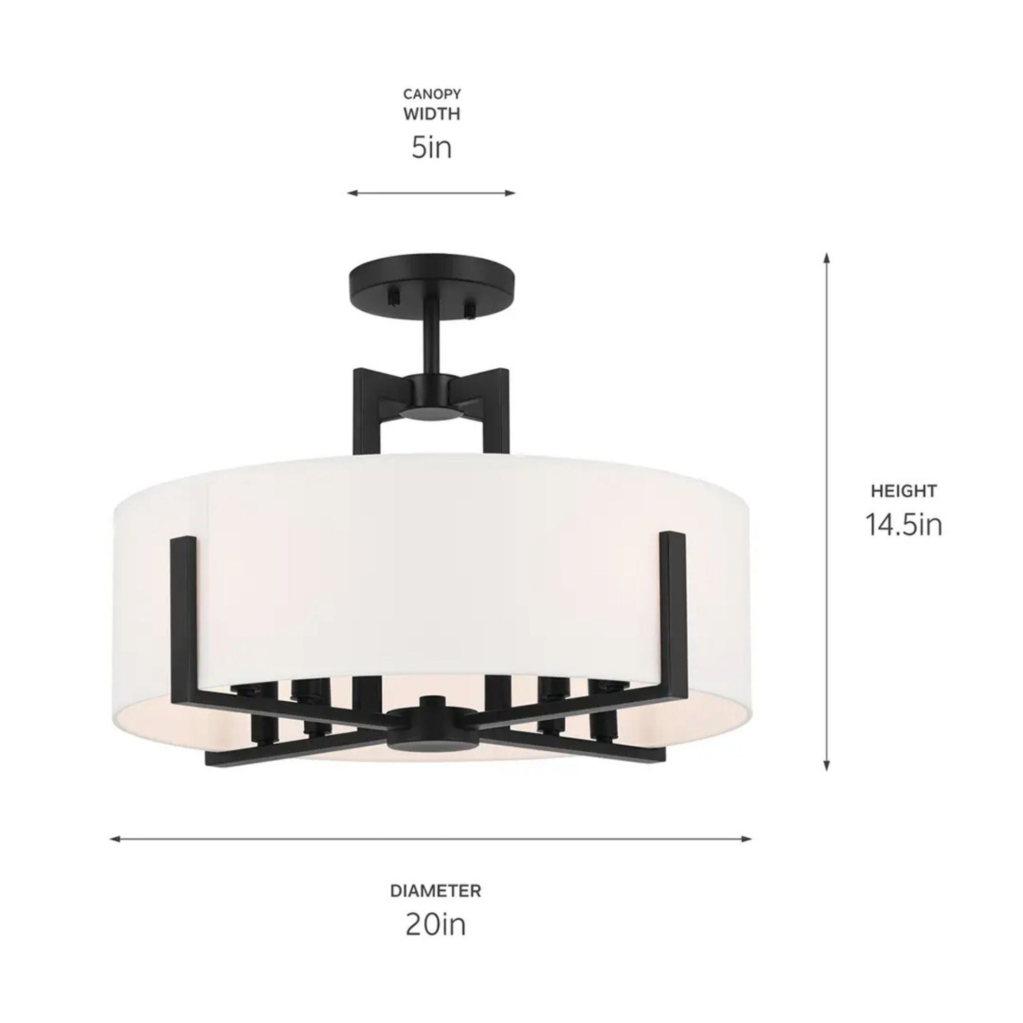 Malen 20" 8-Light Convertible Pendant, Black Finish