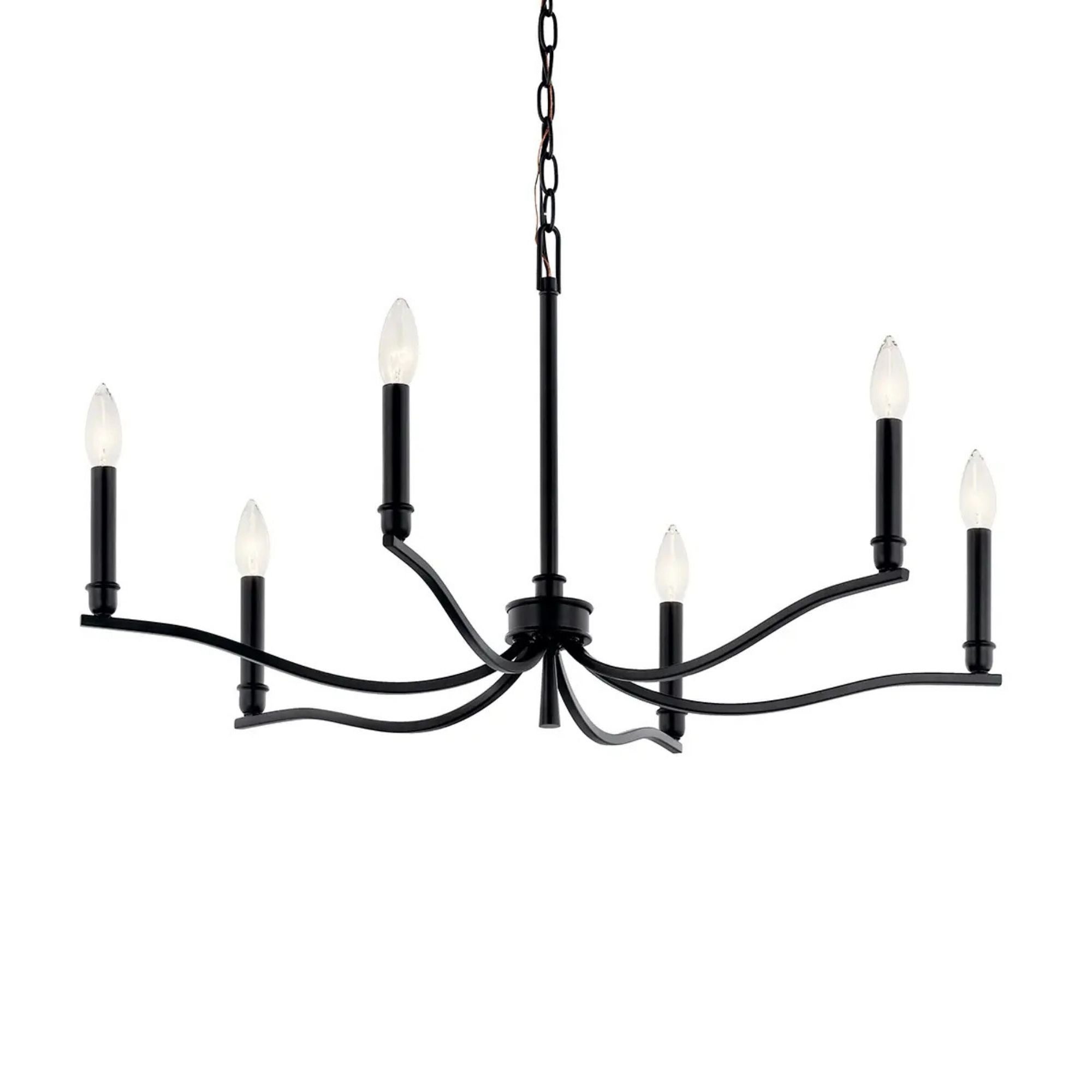 Malene 32" 6-Light Chandelier, Black Finish