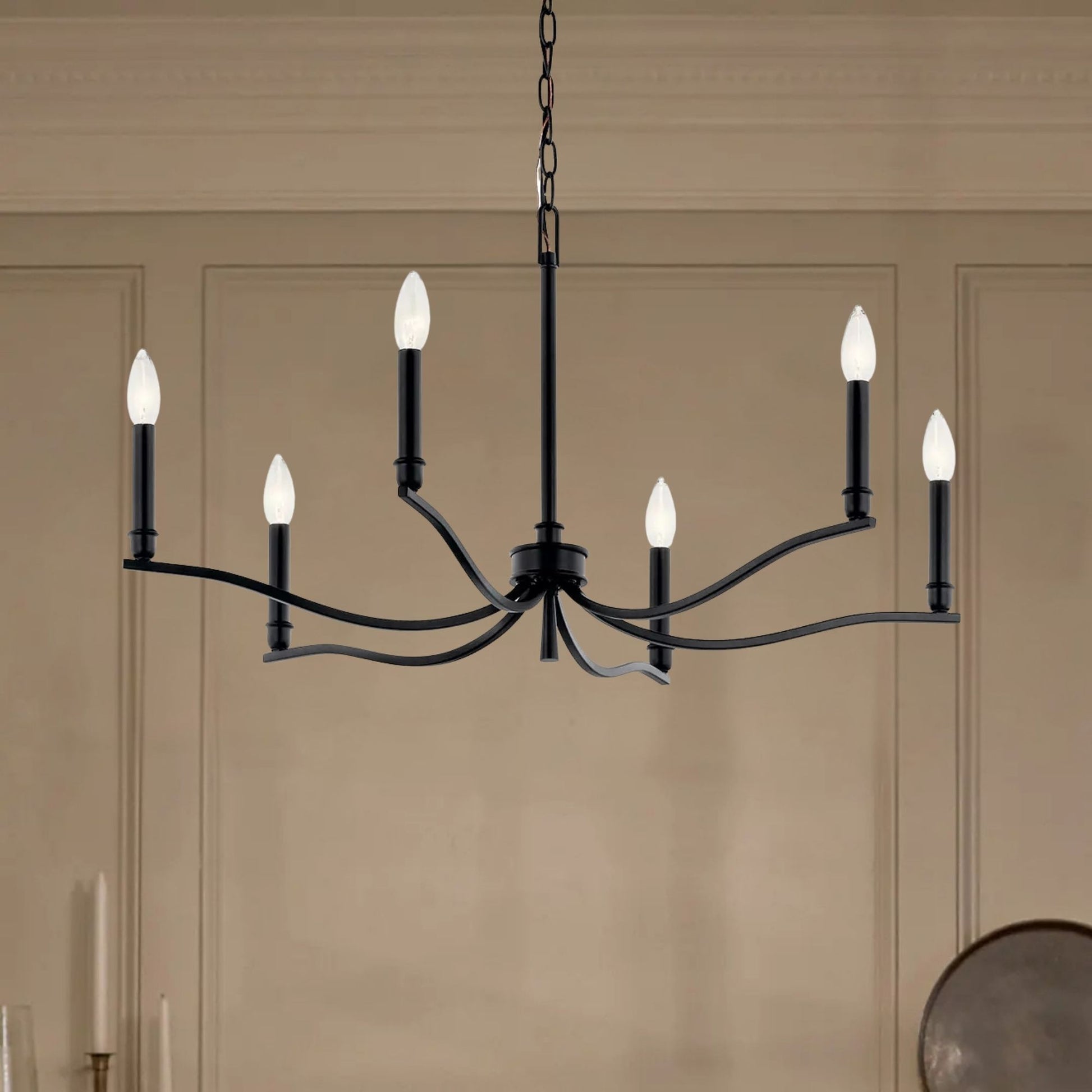 Kichler Lighting - Malene 32" 6-Light Chandelier, Black Finish | Bees Lighting