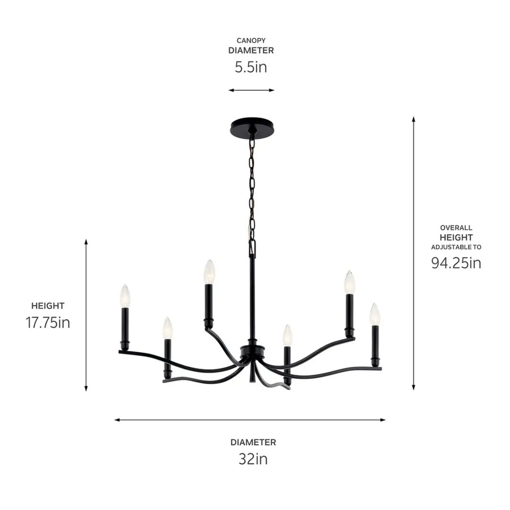 Kichler Lighting - Malene 32" 6-Light Chandelier, Black Finish | Bees Lighting