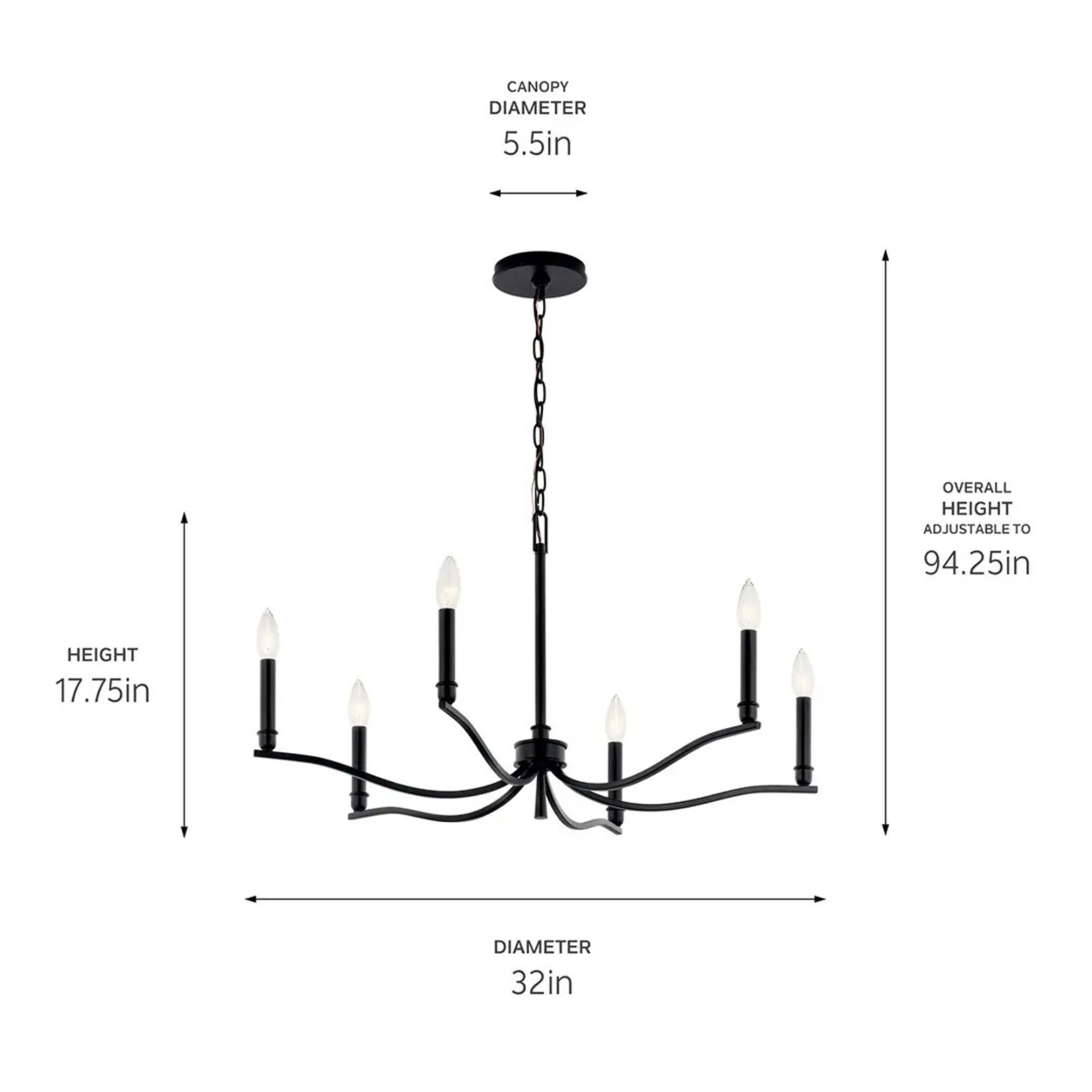 Kichler Lighting - Malene 32" 6-Light Chandelier, Black Finish | Bees Lighting