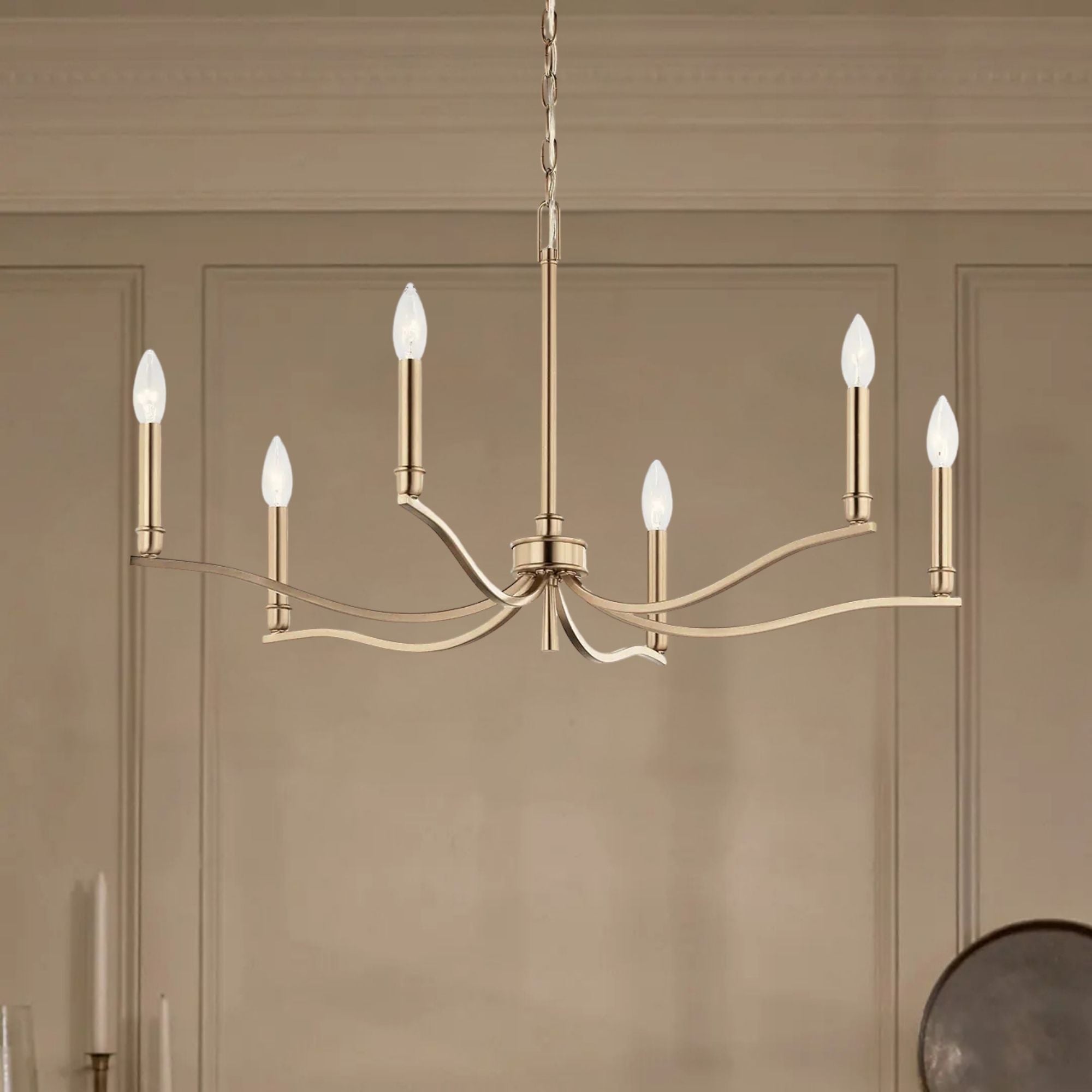 Malene 32" 6-Light Chandelier, Champagne Bronze Finish