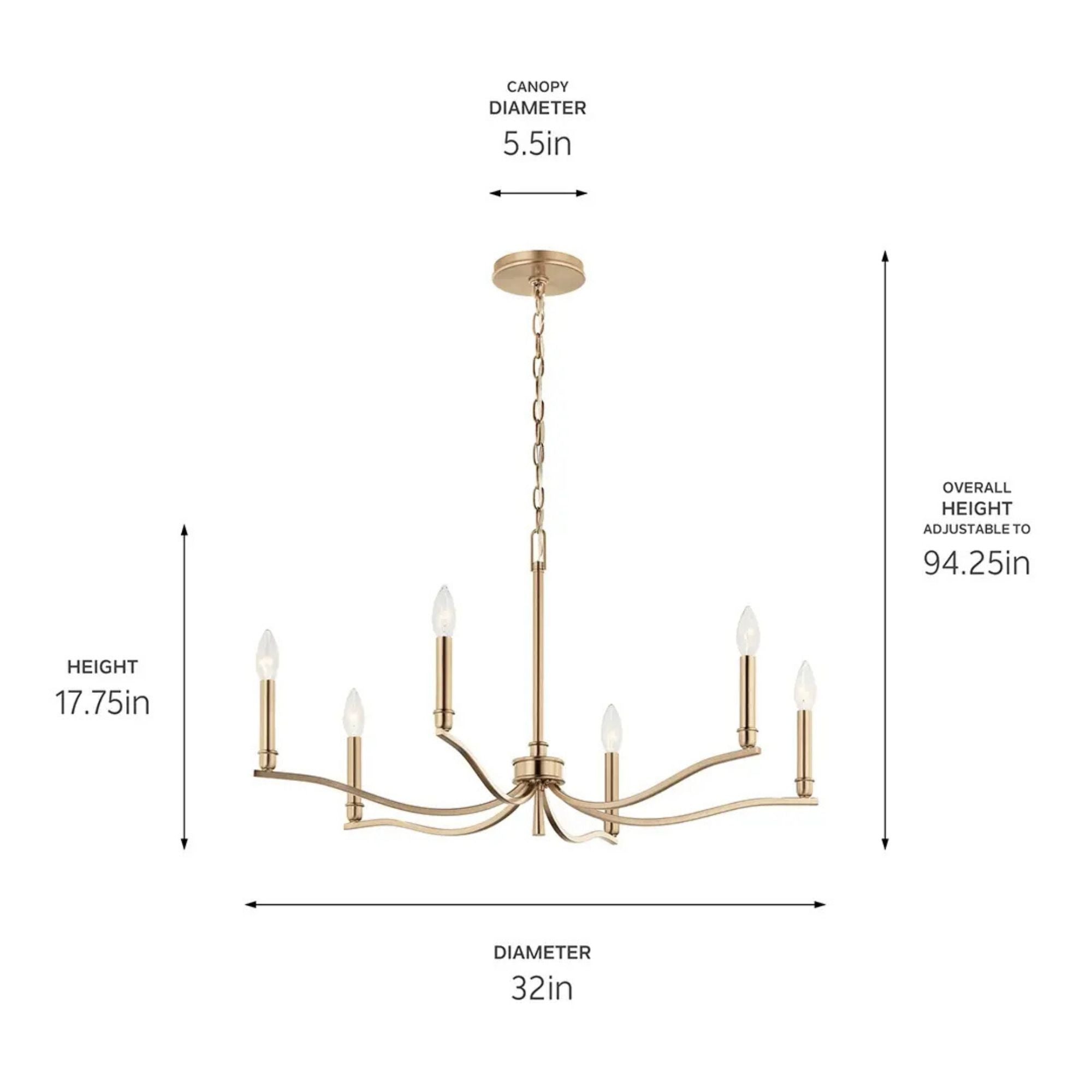 Kichler Lighting - Malene 32" 6-Light Chandelier, Champagne Bronze Finish | Bees Lighting